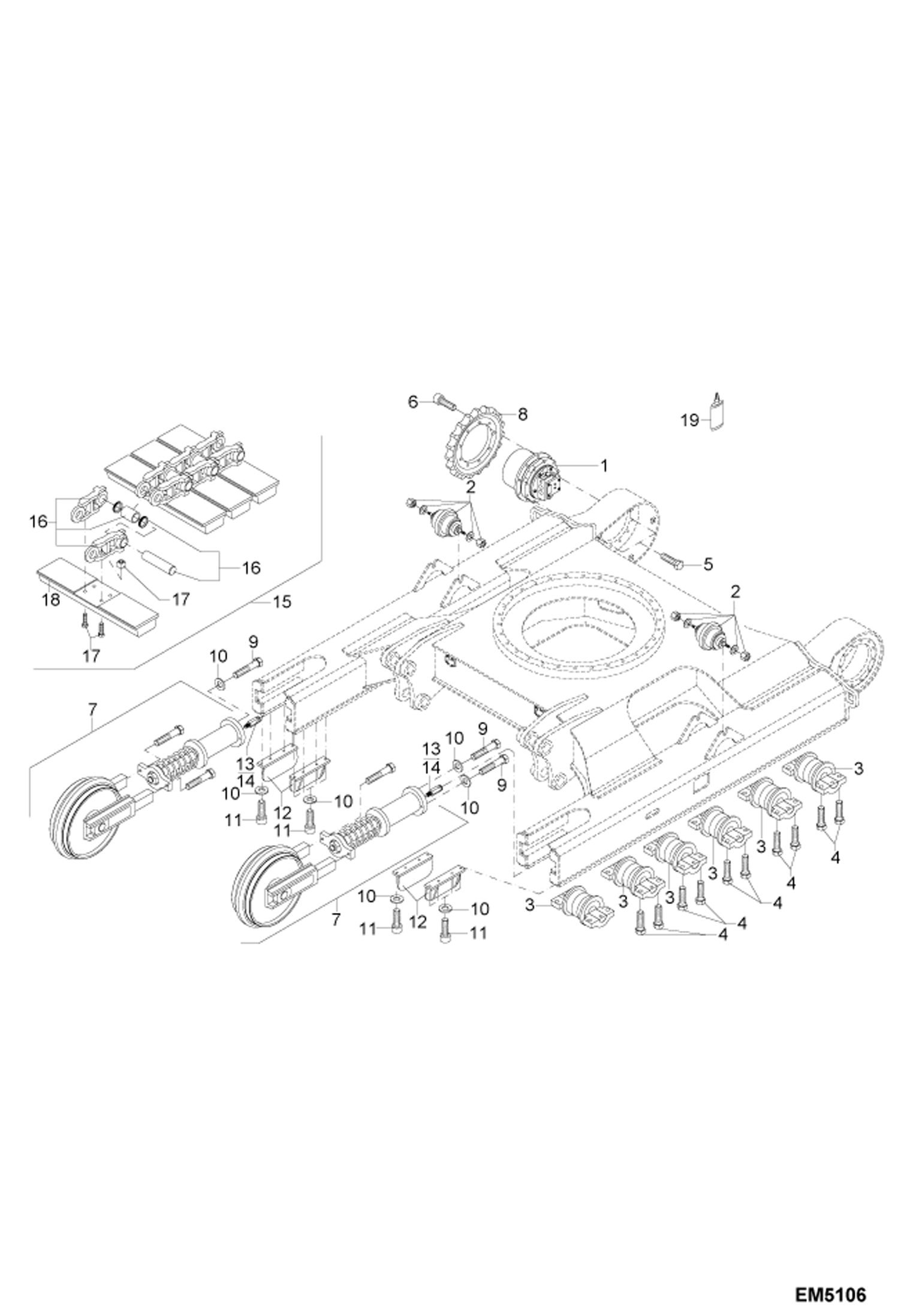 Схема запчастей Bobcat 442 - TRACK VERSION, STEEL/RUBBER TRACK UNDERCARRIAGE