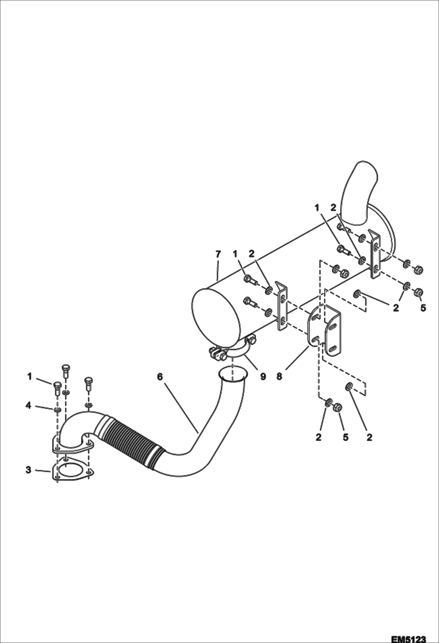 Схема запчастей Bobcat V518 - EXHAUST SYSTEM POWER UNIT