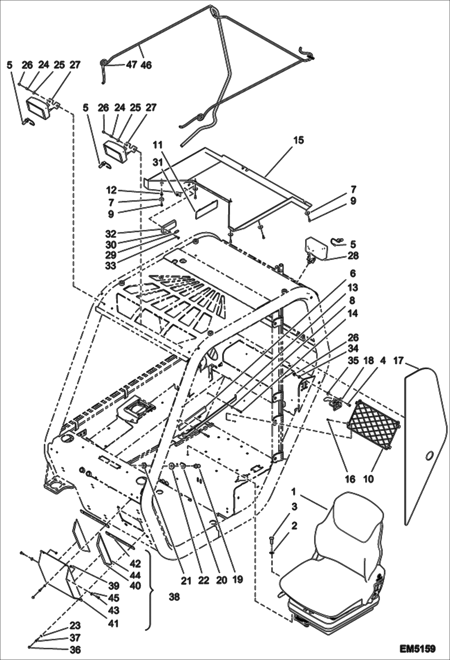 Схема запчастей Bobcat V518 - OPERATOR CAB II (S/N A8G811001 - 12999) MAIN FRAME