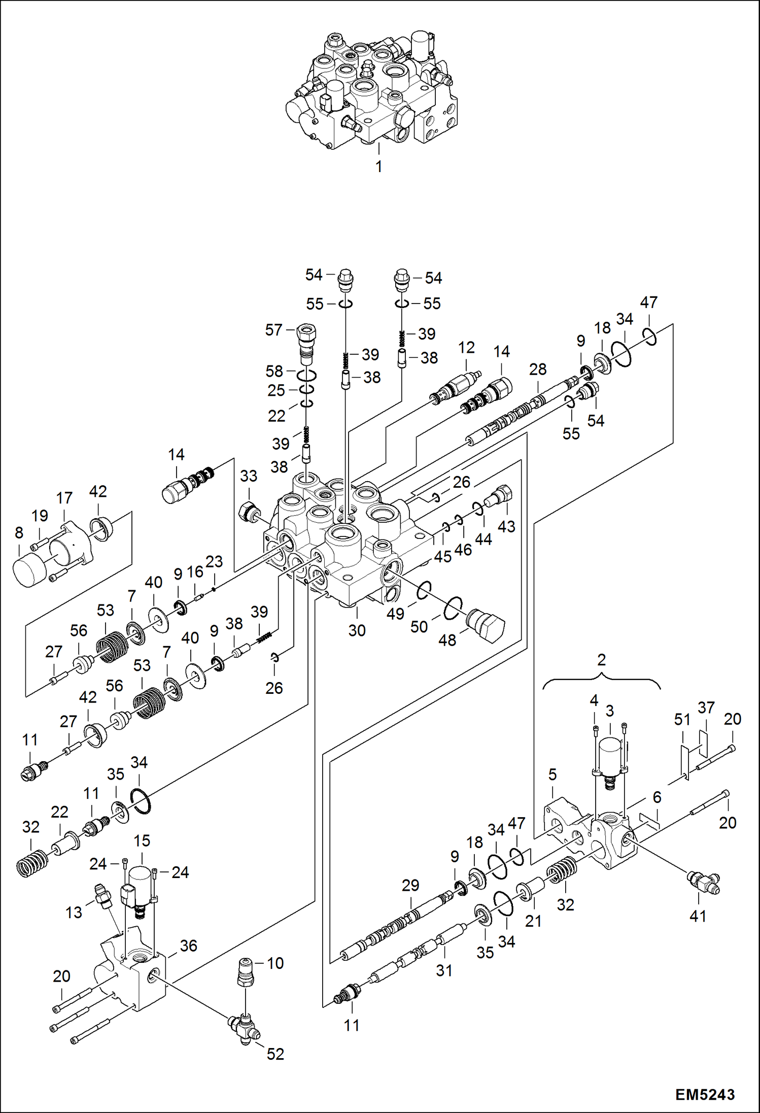 Схема запчастей Bobcat S-Series - HYDRAULIC CONTROL VALVE (Selectable Joystick Controls) HYDRAULIC SYSTEM