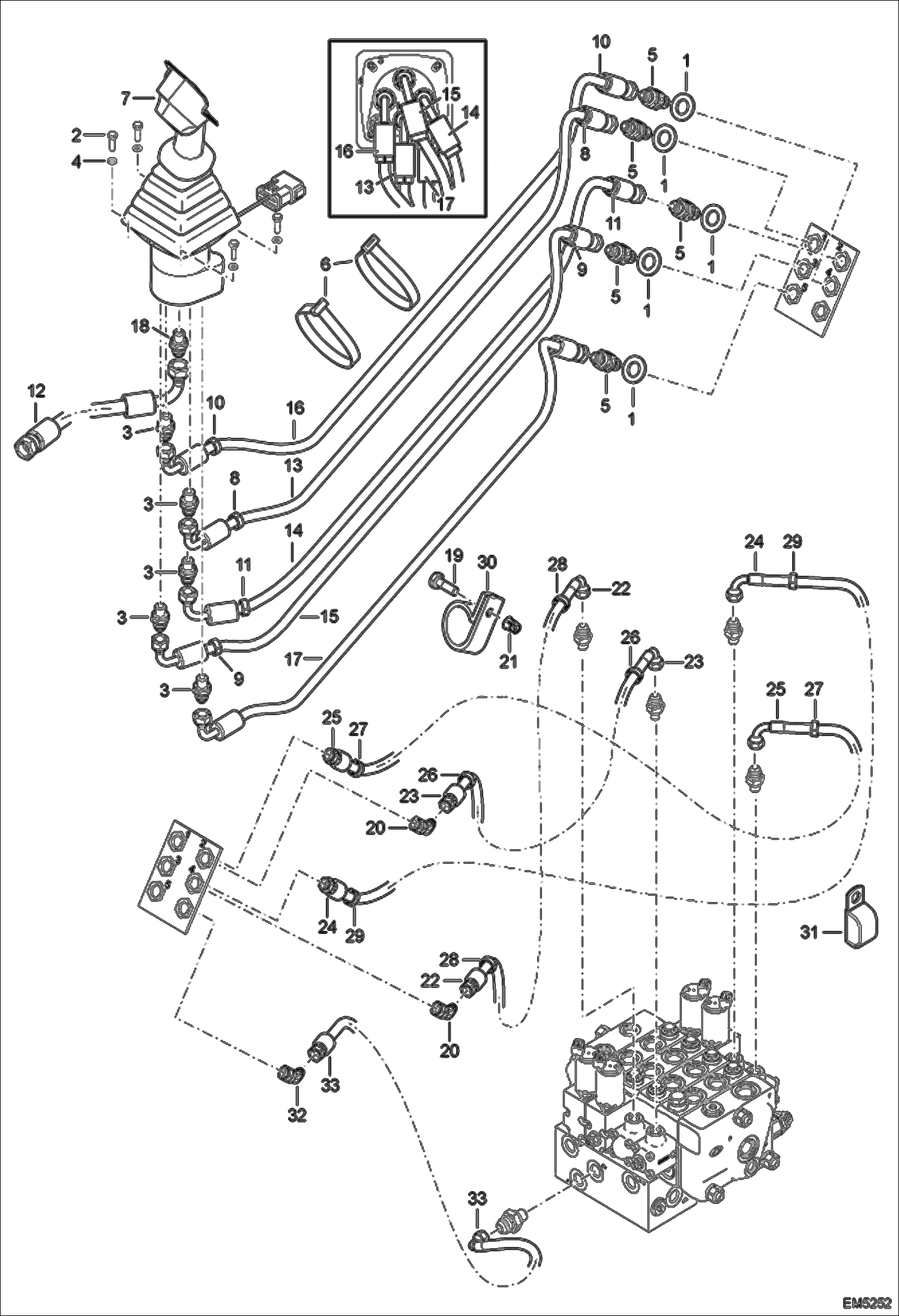 Схема запчастей Bobcat V417 - JOYSTICK INSTALLATION (S/N AC1C11239 & Above, AC1D12000 & Above) HYDRAULIC SYSTEM