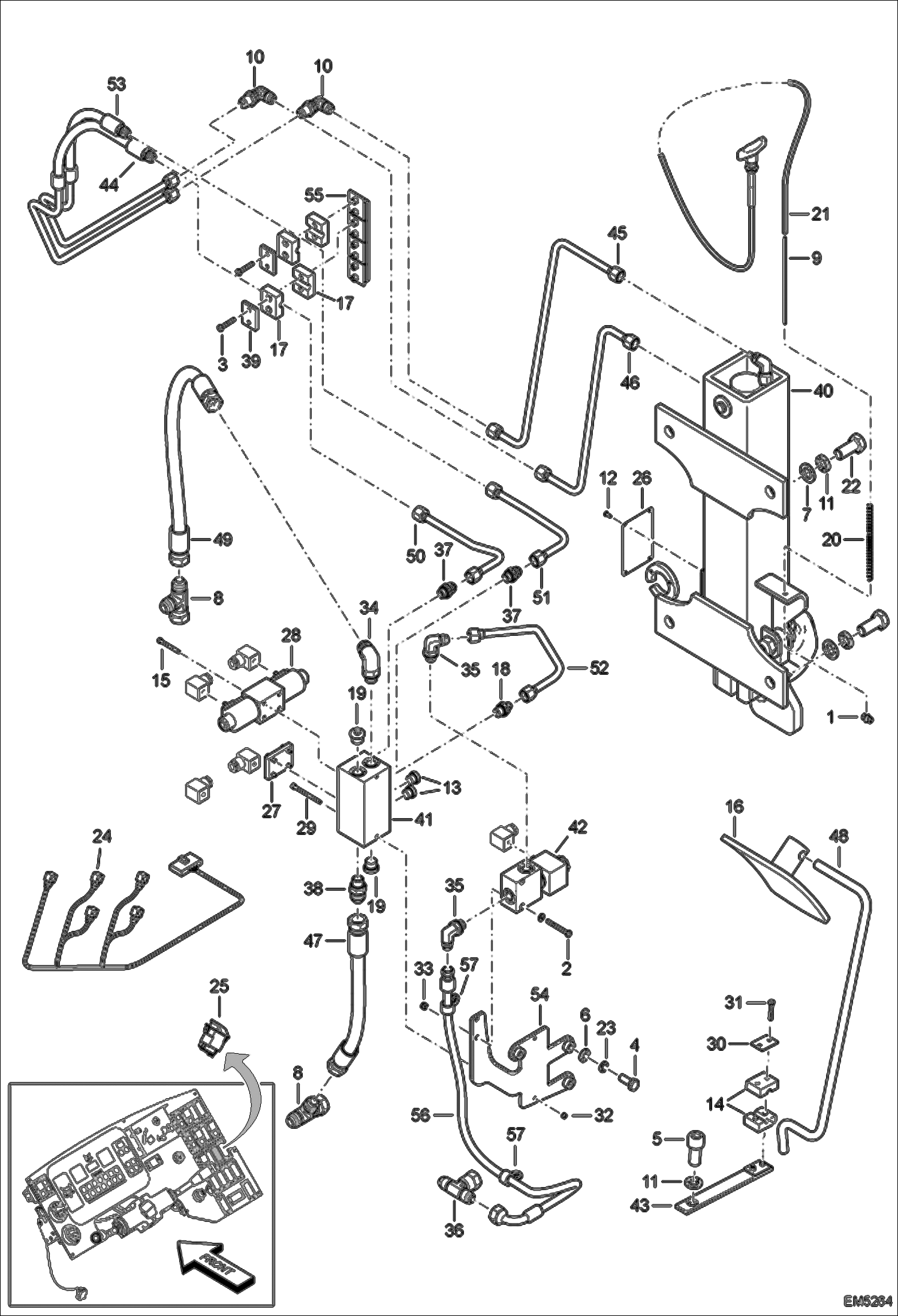 Схема запчастей Bobcat T2250 - HYDRAULIC CIRCUITRY (Rear Hydraulic Hook) ACCESSORIES & OPTIONS