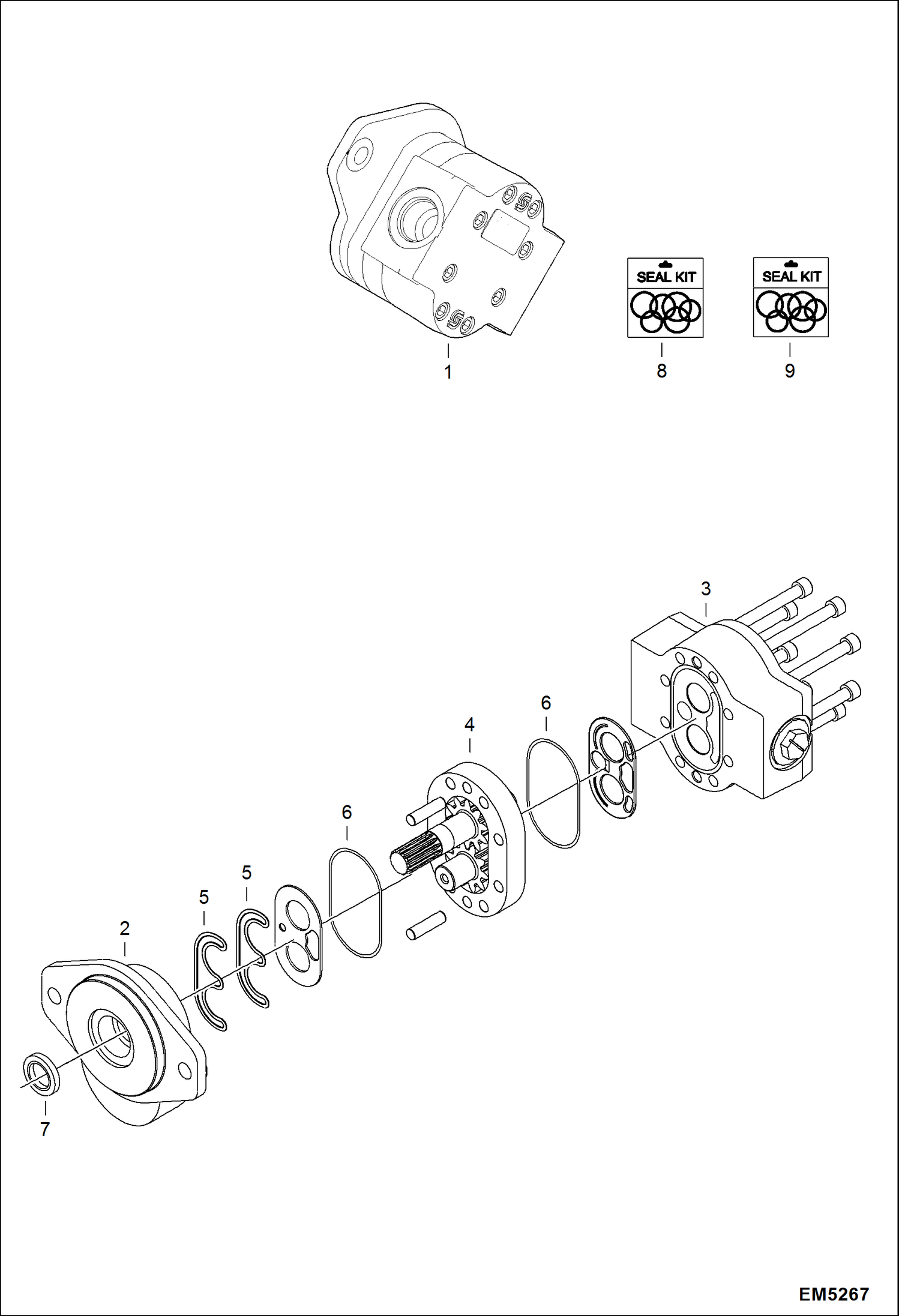 Схема запчастей Bobcat S-Series - GEAR PUMP (Selectable Joystick Controls) HYDROSTATIC SYSTEM