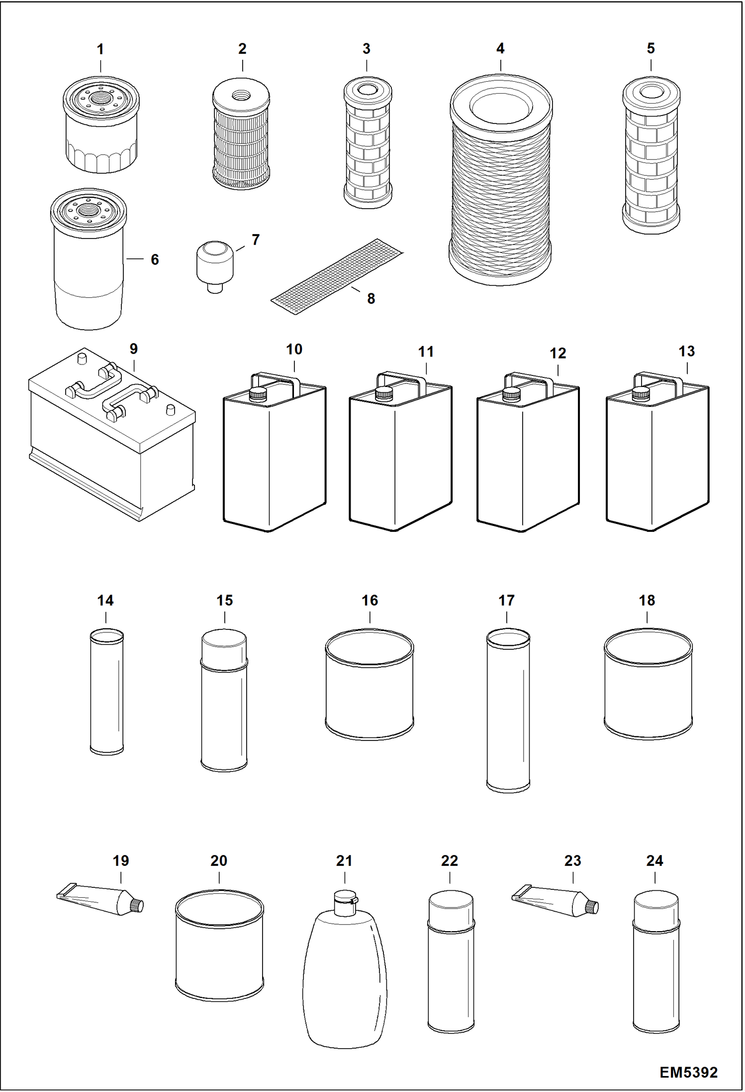 Схема запчастей Bobcat T2556 - MAINTENANCE ITEMS (Service Parts) MAINTENANCE ITEMS