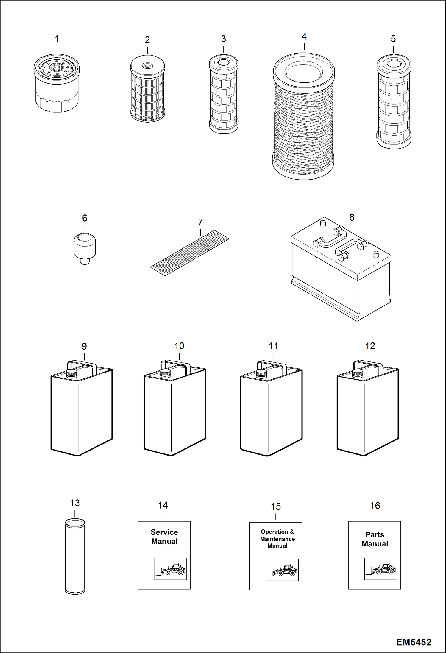 Схема запчастей Bobcat T3571 - MAINTENANCE ITEMS (service Parts) MAINTENANCE ITEMS