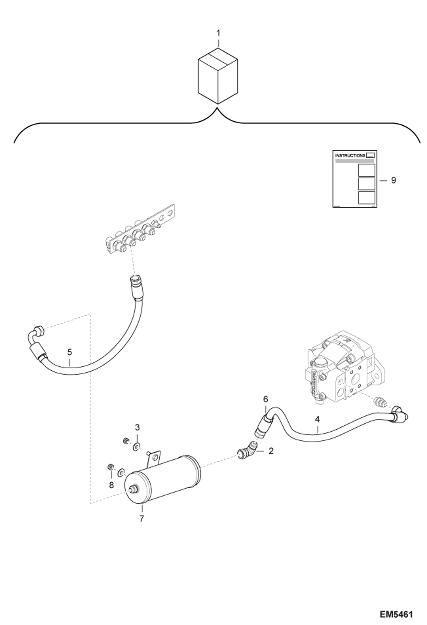 Схема запчастей Bobcat T2250 - HYDRAULIC CIRCUITRY (Muffler Kit) ACCESSORIES & OPTIONS