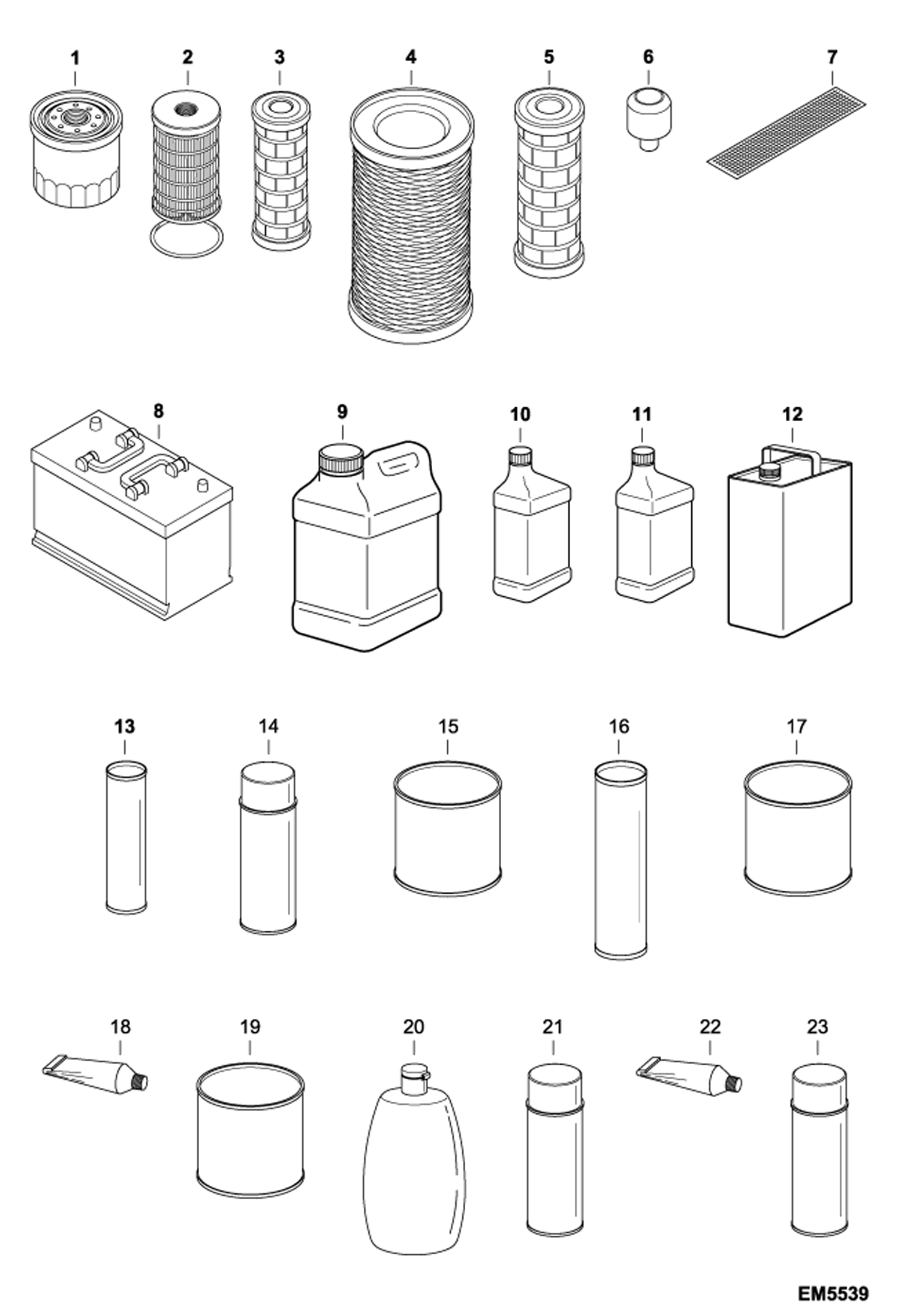 Схема запчастей Bobcat VR638 - MAINTENANCE ITEMS (Service Parts) MAINTENANCE ITEMS