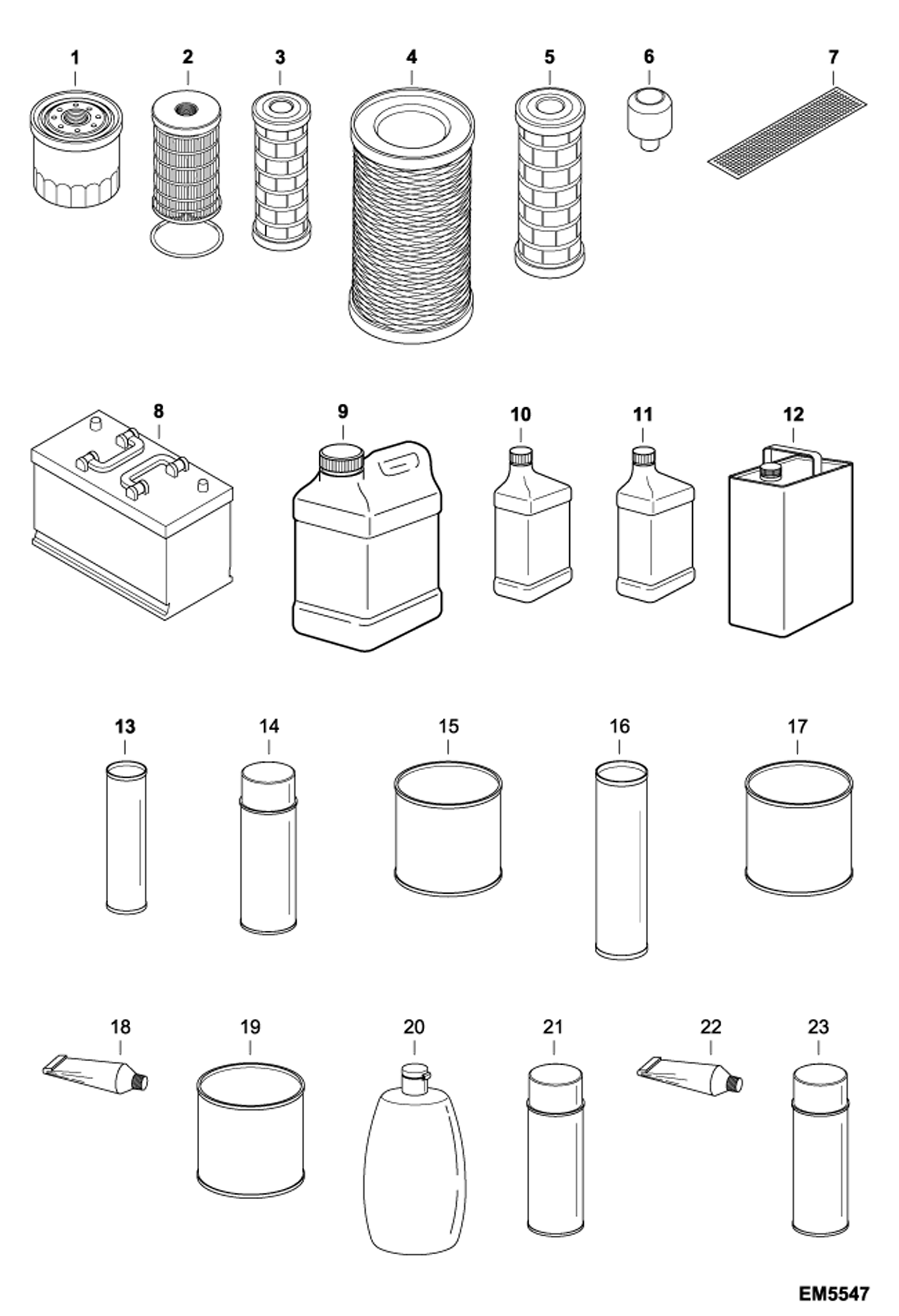 Схема запчастей Bobcat VR723 - MAINTENANCE ITEMS (Service Parts) MAINTENANCE ITEMS