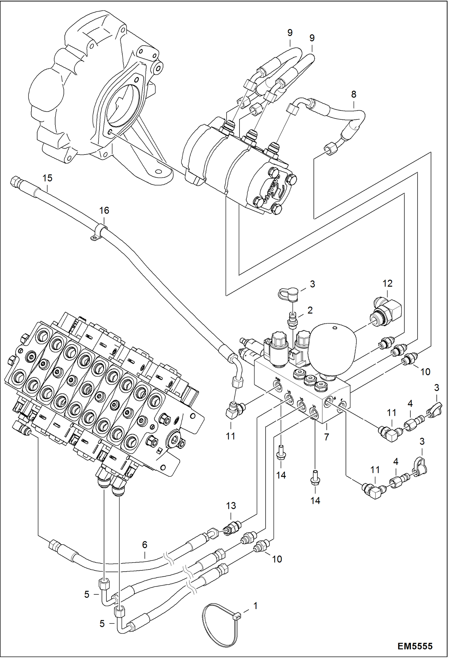 Схема запчастей Bobcat 319 - HYDRAULIC CIRCUITRY (Manifold Installation - W/Manifold #7167744) HYDRAULIC SYSTEM