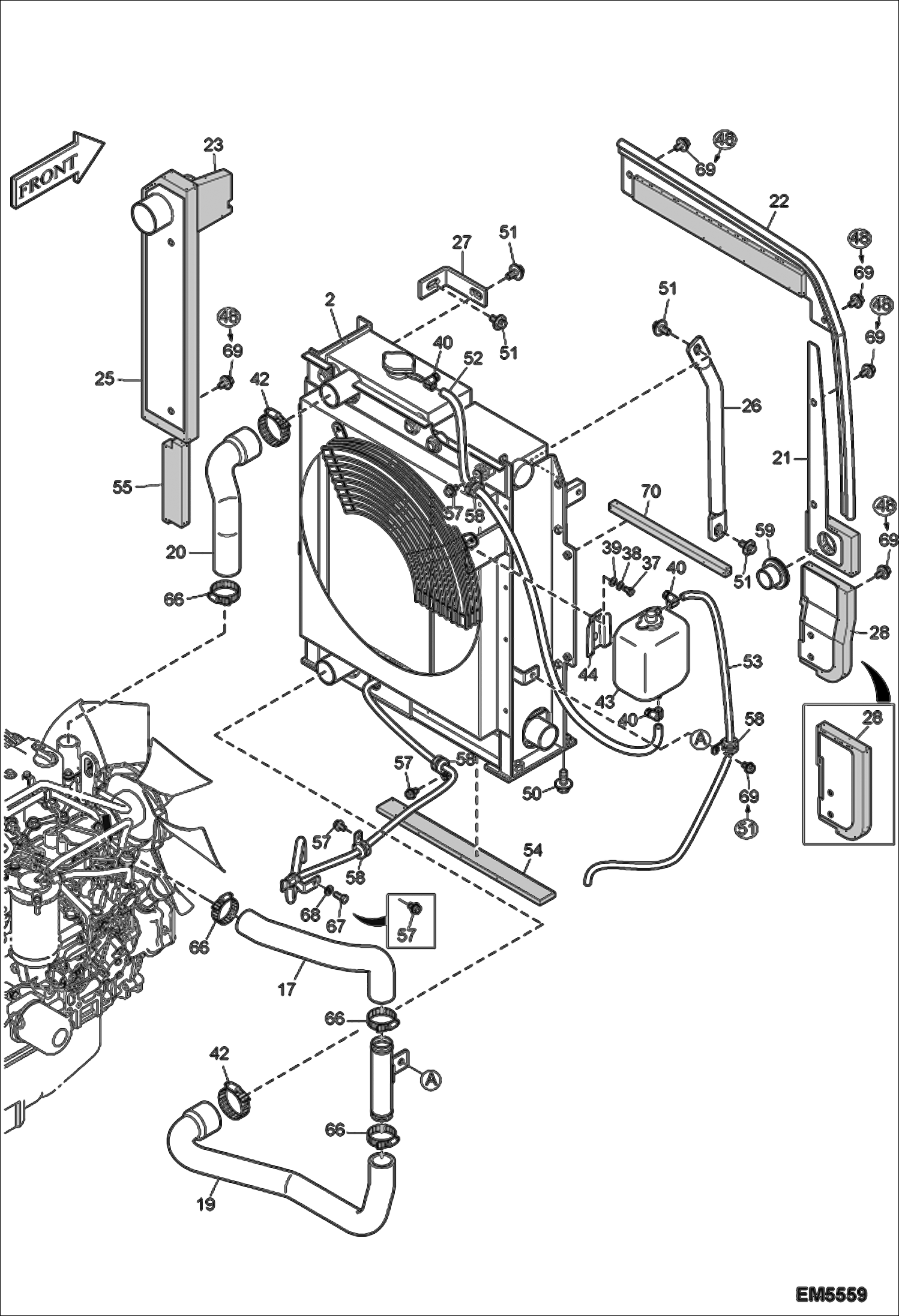 Схема запчастей Bobcat E60 - ENGINE & ATTACHING PARTS (Radiator Mounting) POWER UNIT