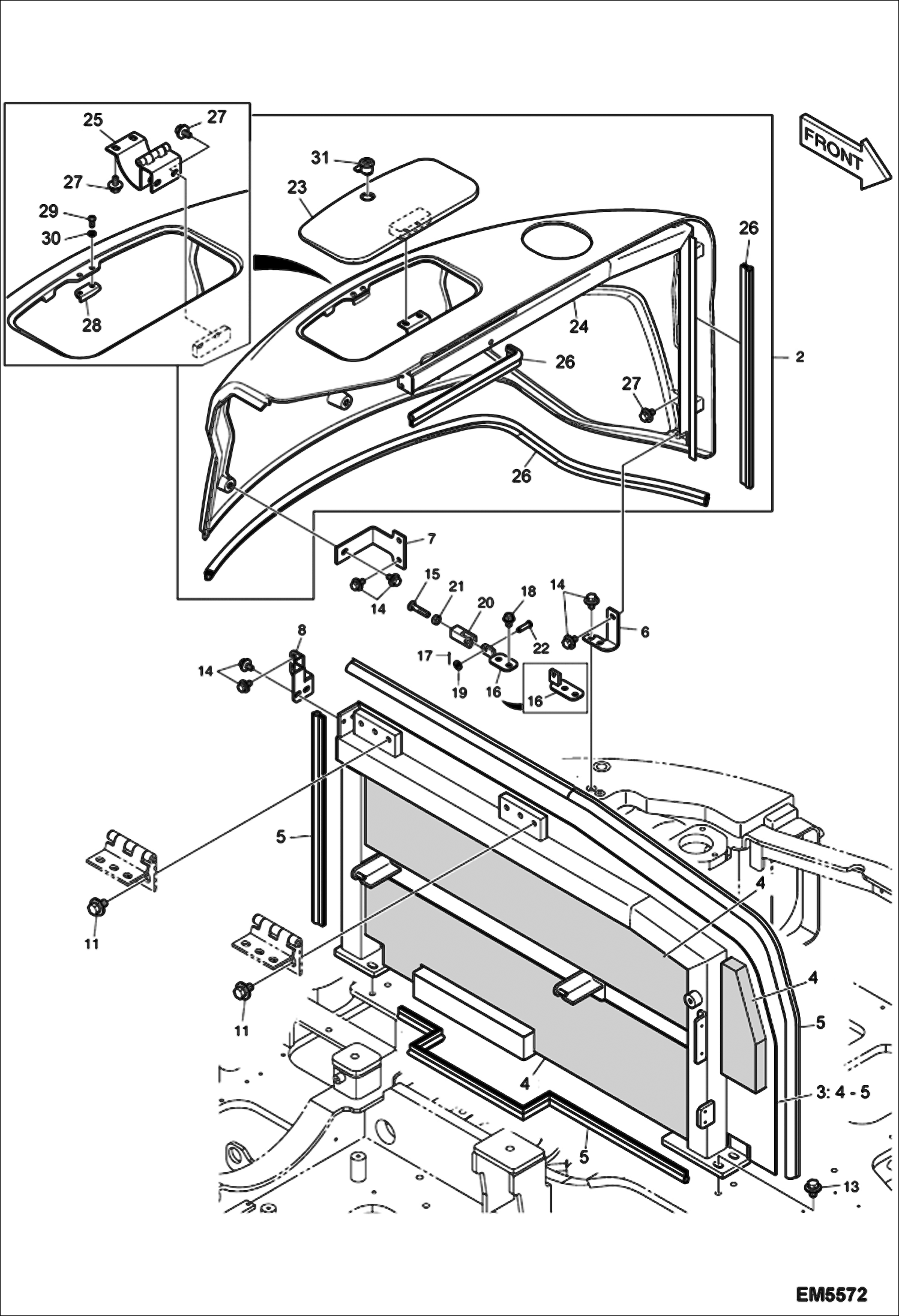 Схема запчастей Bobcat E60 - TAILGATE MAIN FRAME