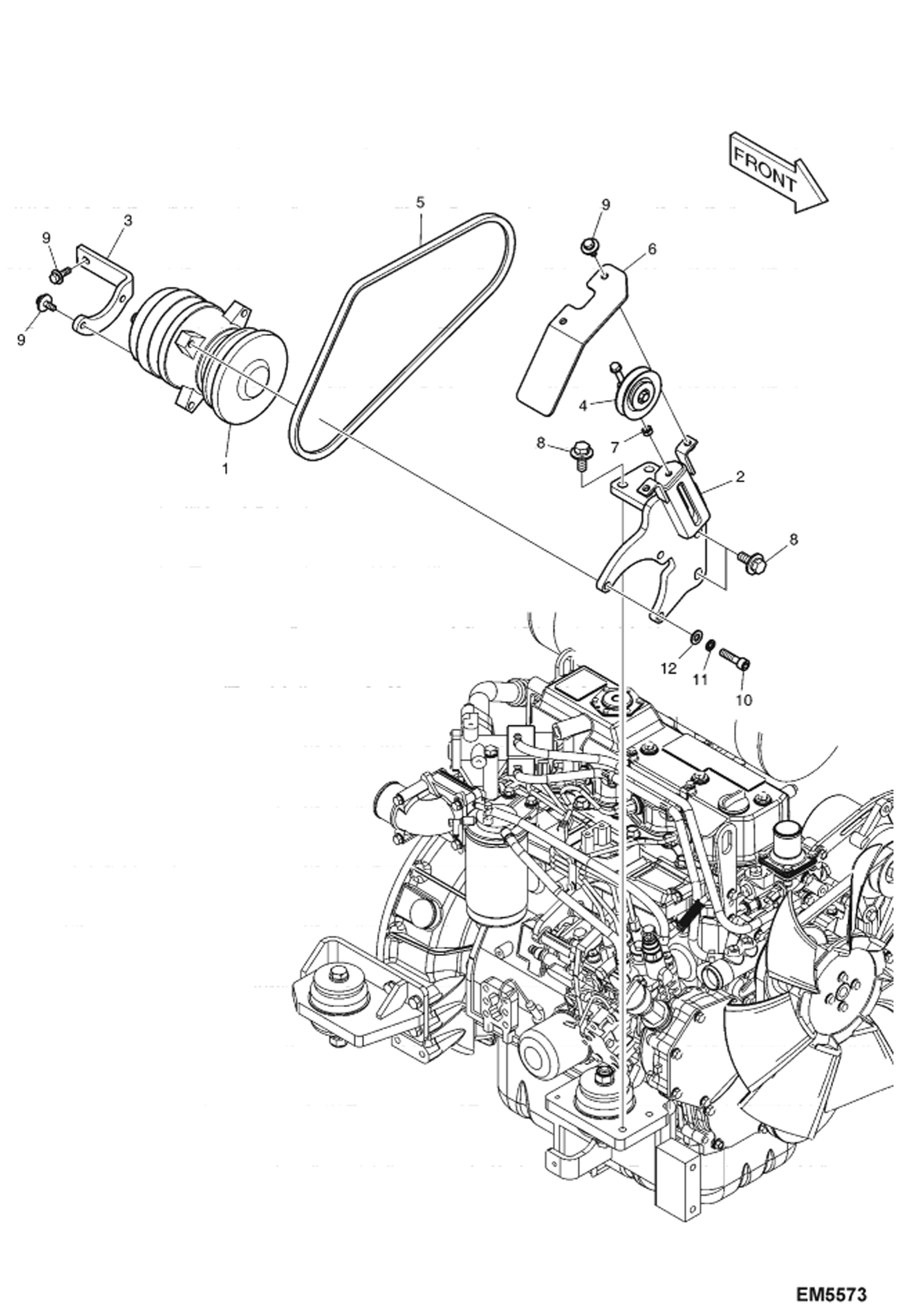 Схема запчастей Bobcat E60 - AIR CONDITIONING (Compressor) MAIN FRAME