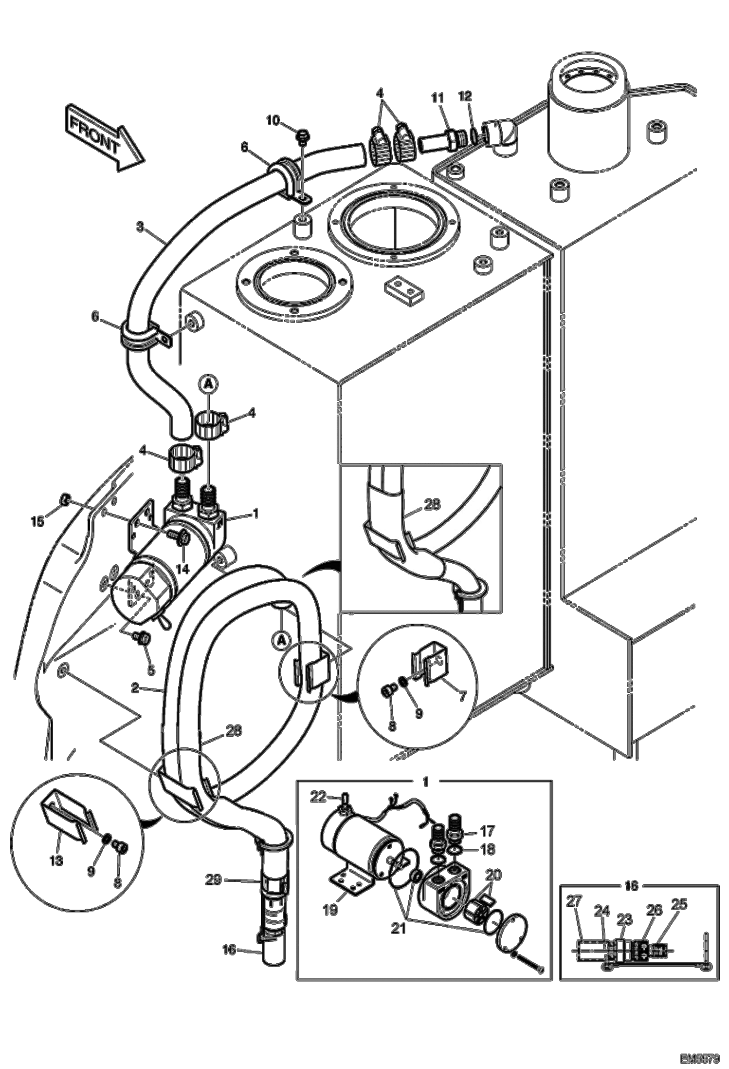 Схема запчастей Bobcat E60 - FUEL TRANSFER PUMP & CHECK VALVE (EMEA) POWER UNIT