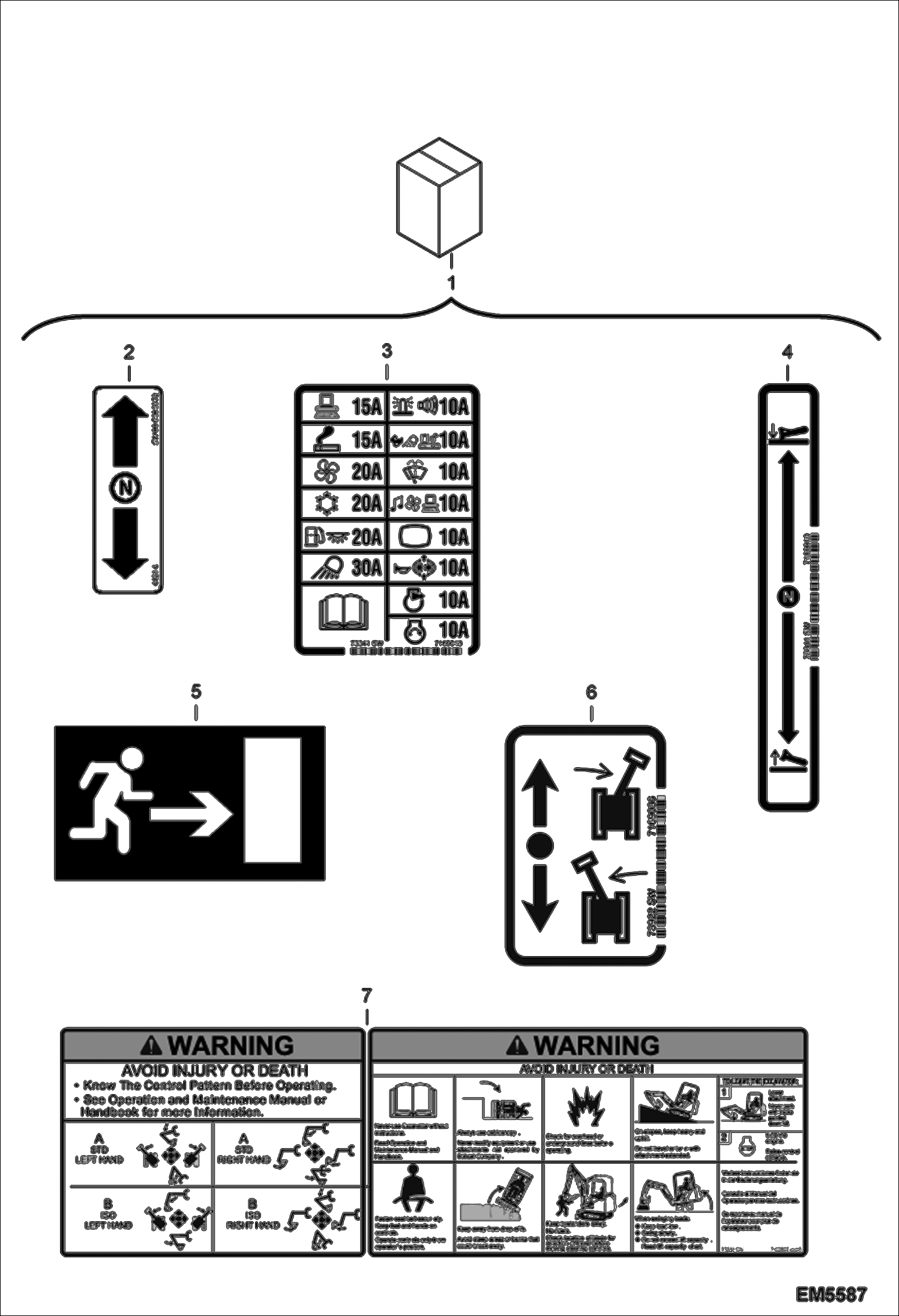 Схема запчастей Bobcat E60 - DECALS (Inside) (US) ACCESSORIES & OPTIONS