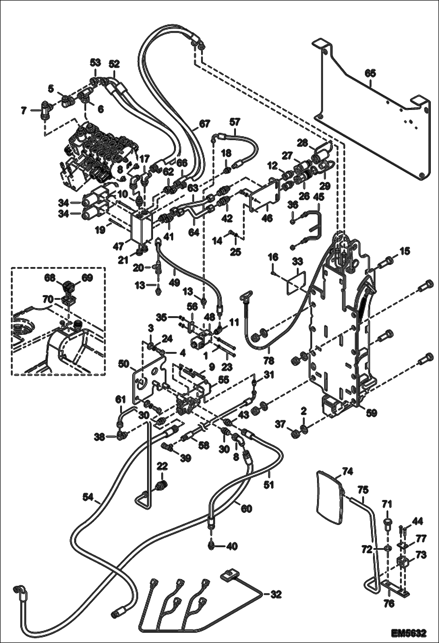 Схема запчастей Bobcat T35100 - REAR HYDRAULIC HOOK, AUXILIARY HYDRAULICS & TRAILE (S/N A8HD11001 - 14999, A8GW11001 - 14999, A8GT11001 - 14999) ACCESSORIES & OPTIONS