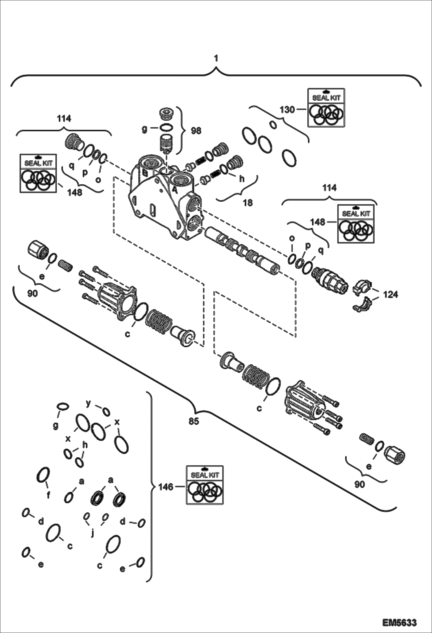 Схема запчастей Bobcat E80 - VALVE SECTION (Option Section Auxiliary) HYDRAULIC SYSTEM