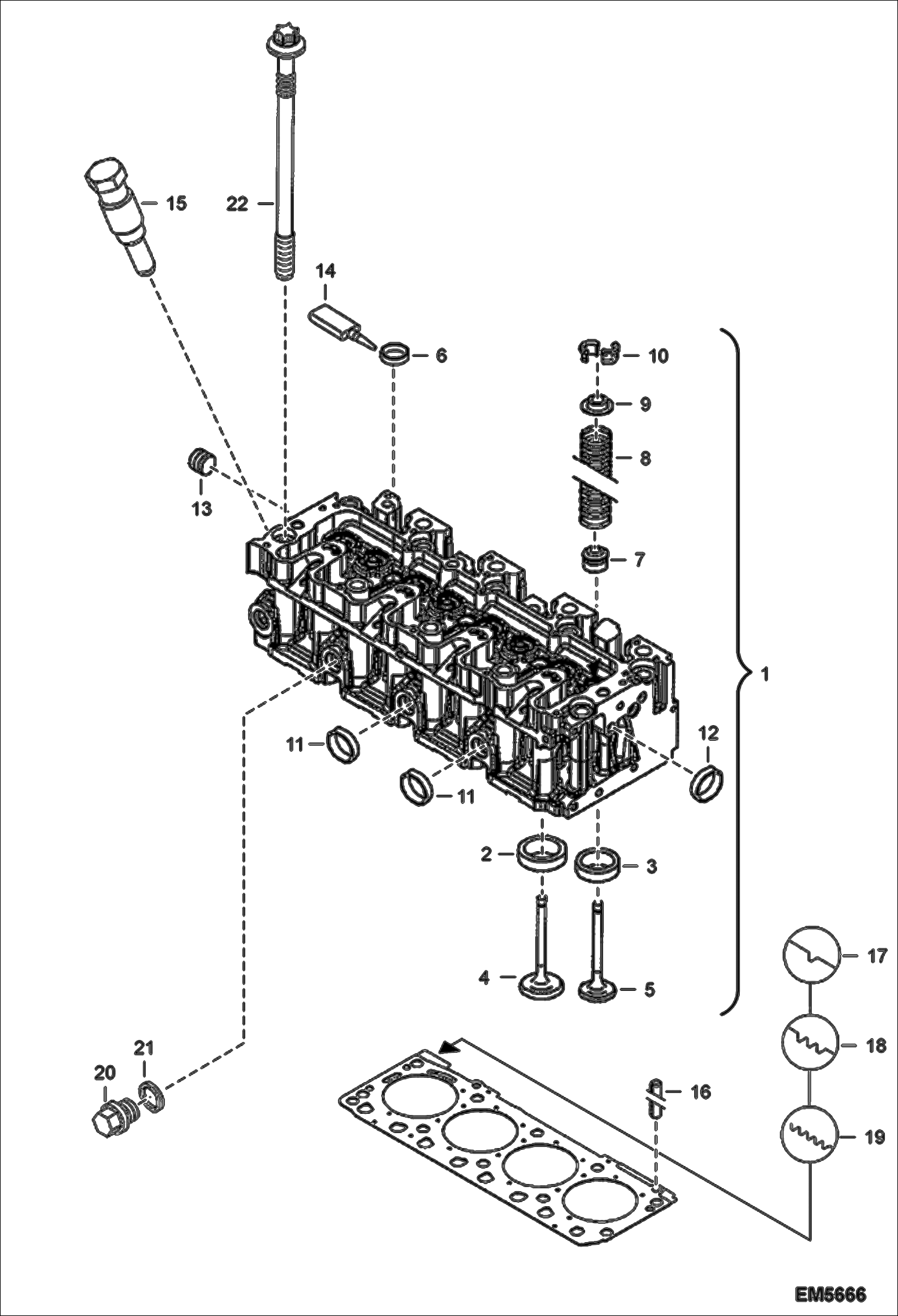 Схема запчастей Bobcat 442 - CYLINDER HEAD POWER UNIT