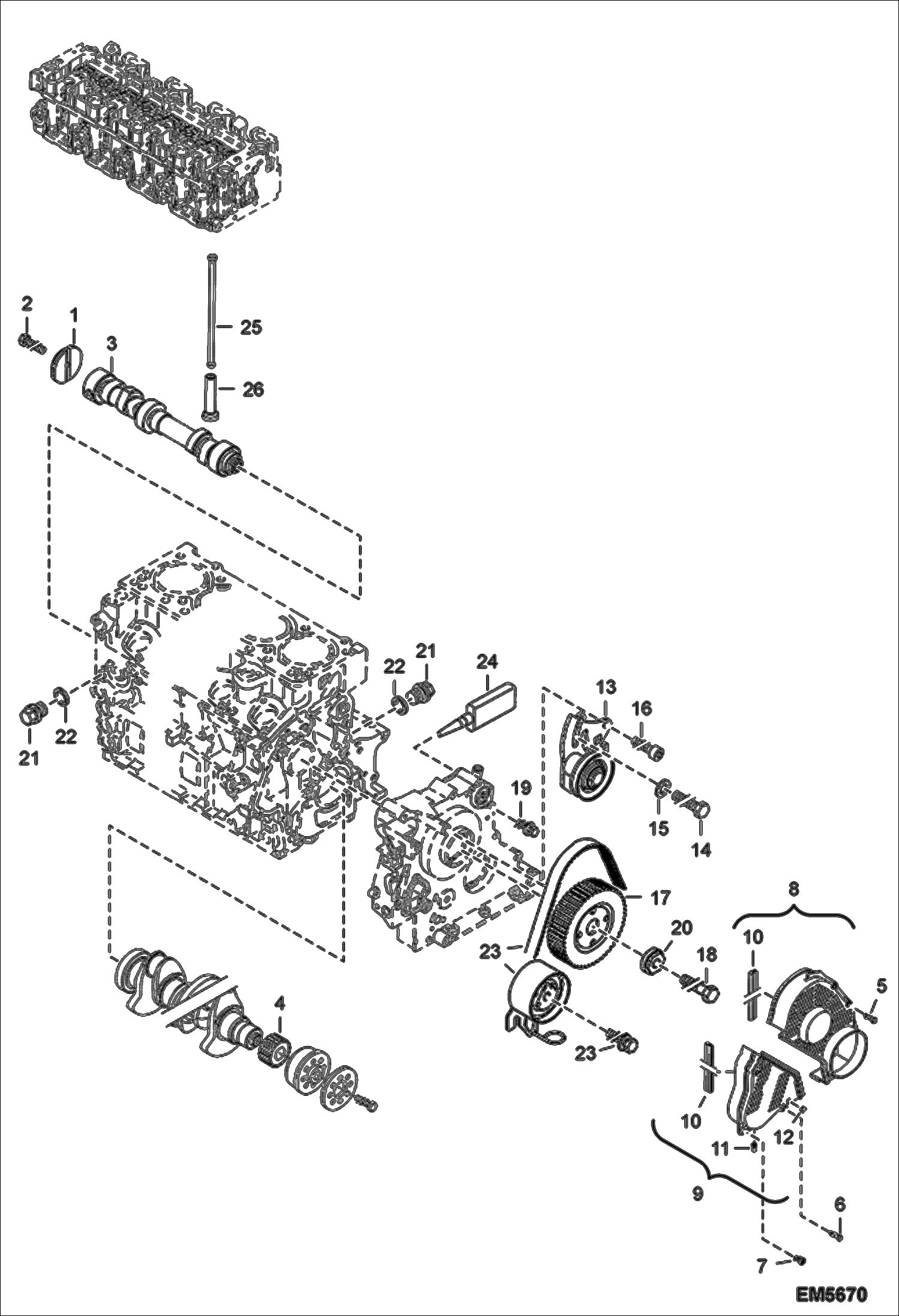 Схема запчастей Bobcat 442 - CAMSHAFT POWER UNIT