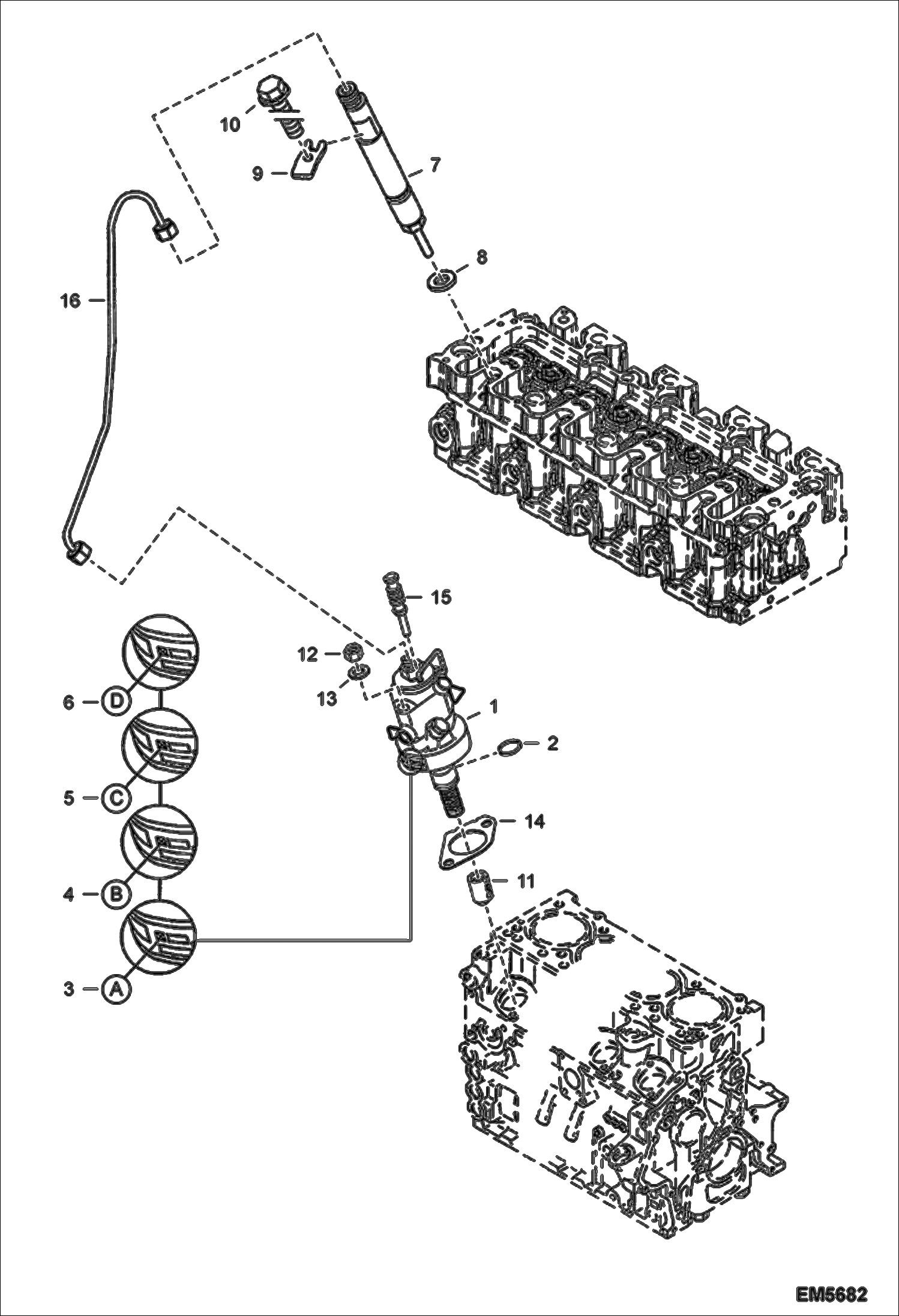 Схема запчастей Bobcat 442 - FUEL INJECTION PUMP POWER UNIT