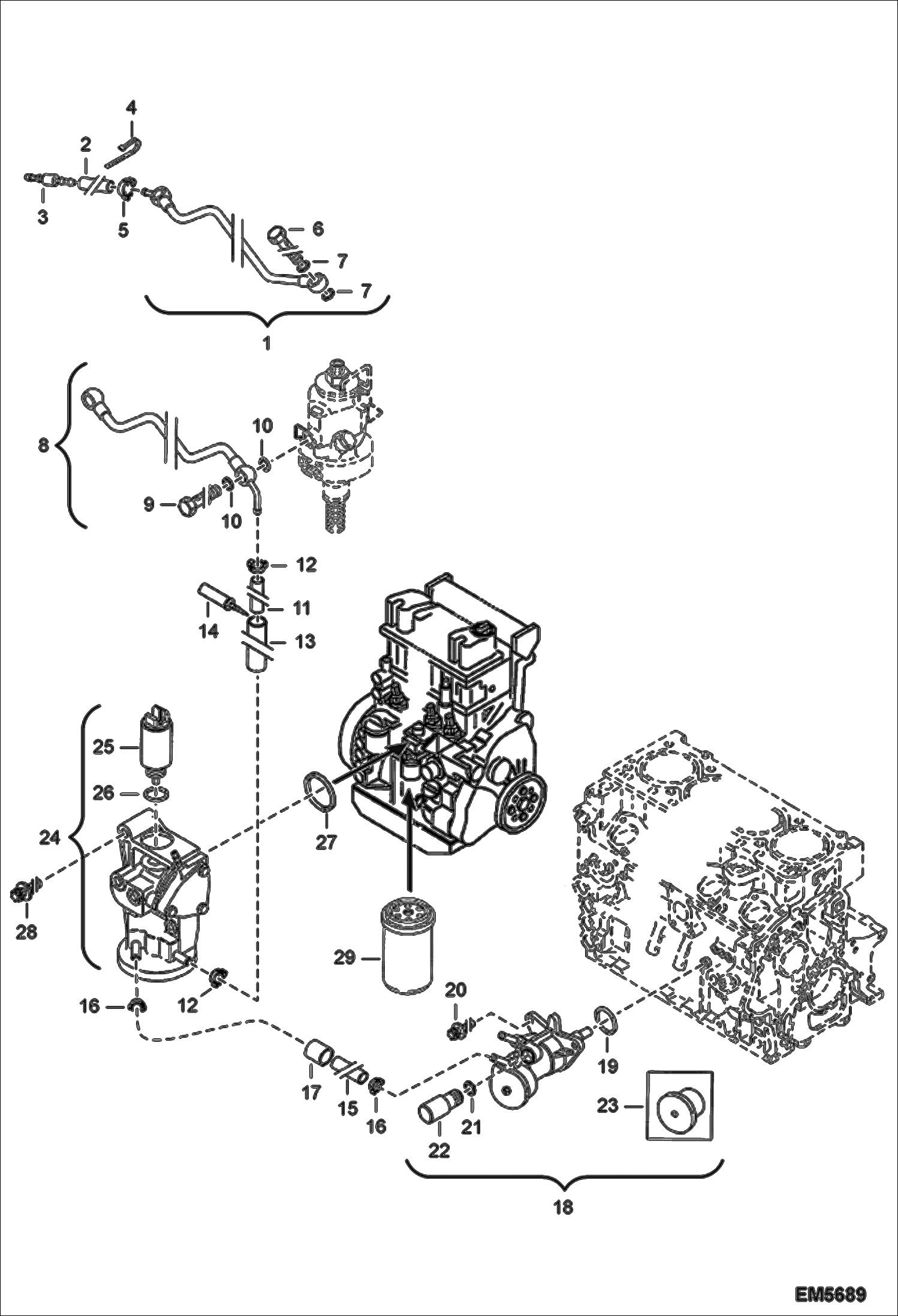 Схема запчастей Bobcat 442 - FUEL FEEDING POWER UNIT