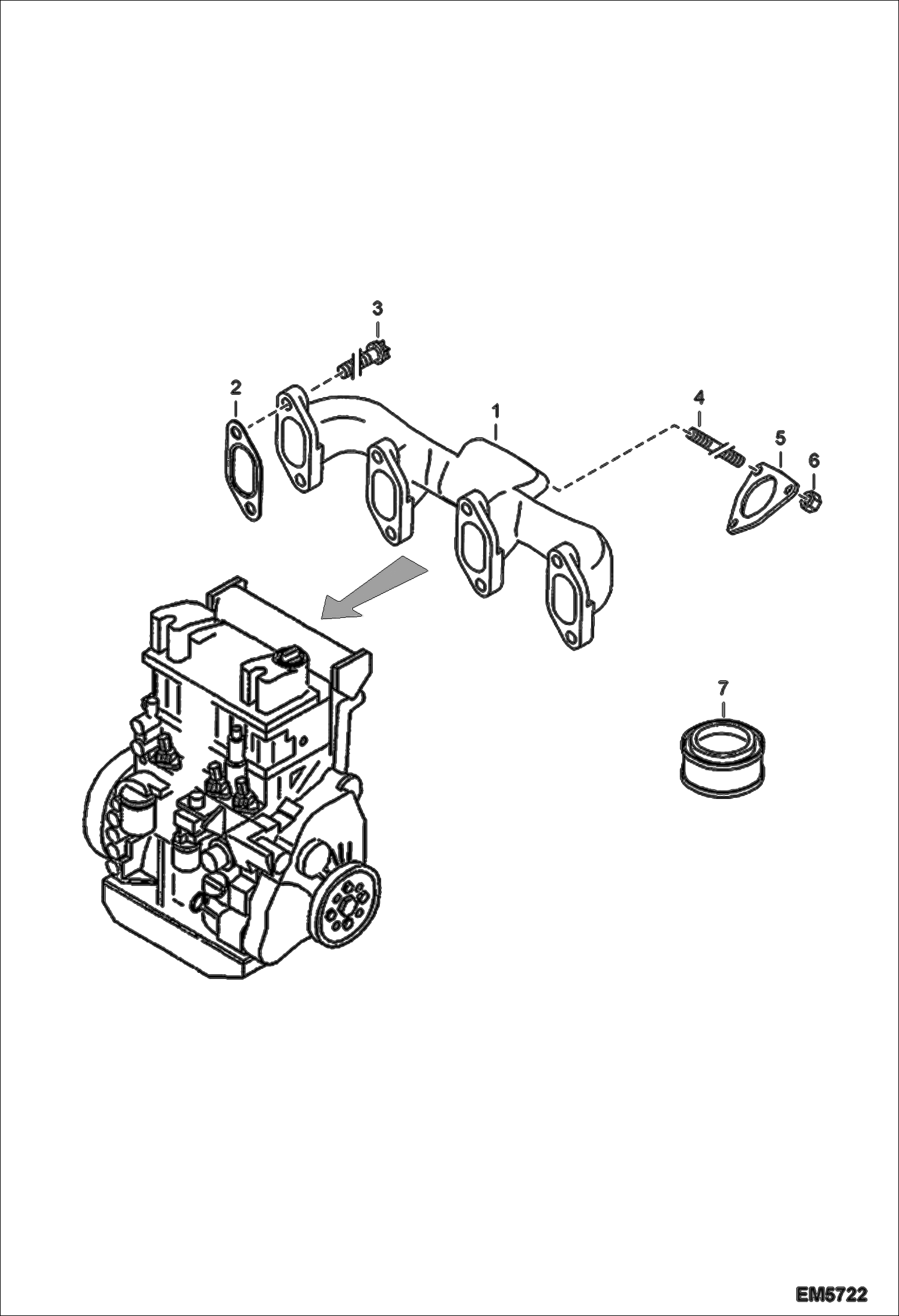 Схема запчастей Bobcat 442 - MANIFOLD (Exhaust) POWER UNIT