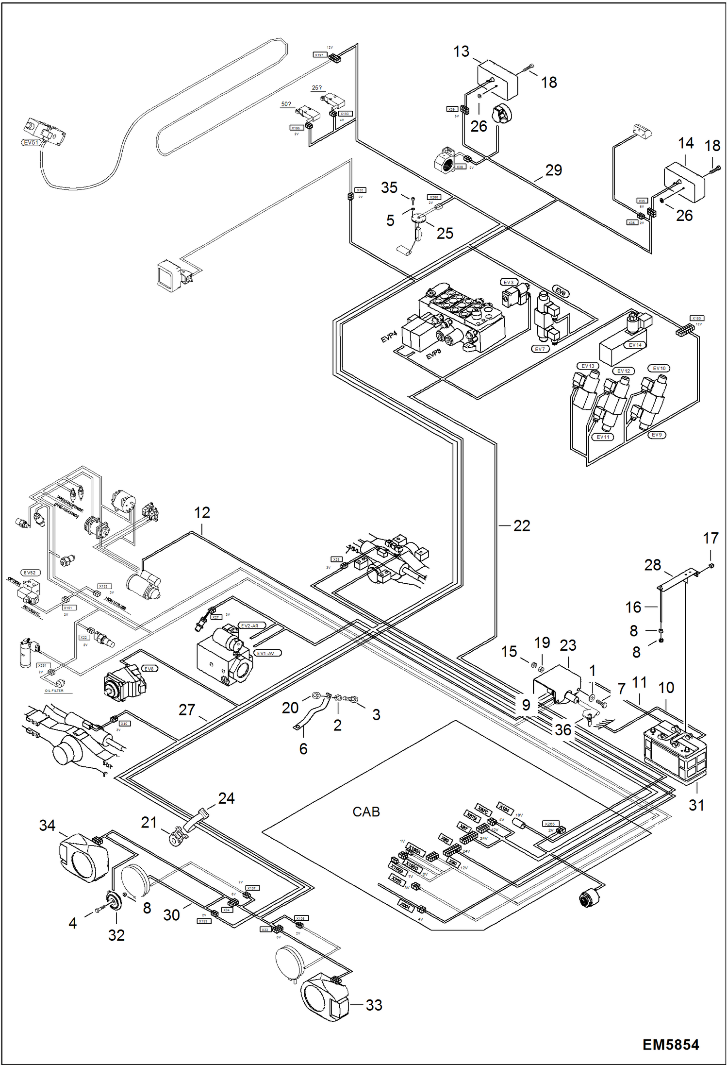 Схема запчастей Bobcat V518 - CHASSIS ELECTRICAL CIRCUITRY (S/N A8G813000 & Above, A8G913000 & Above) ELECTRICAL SYSTEM