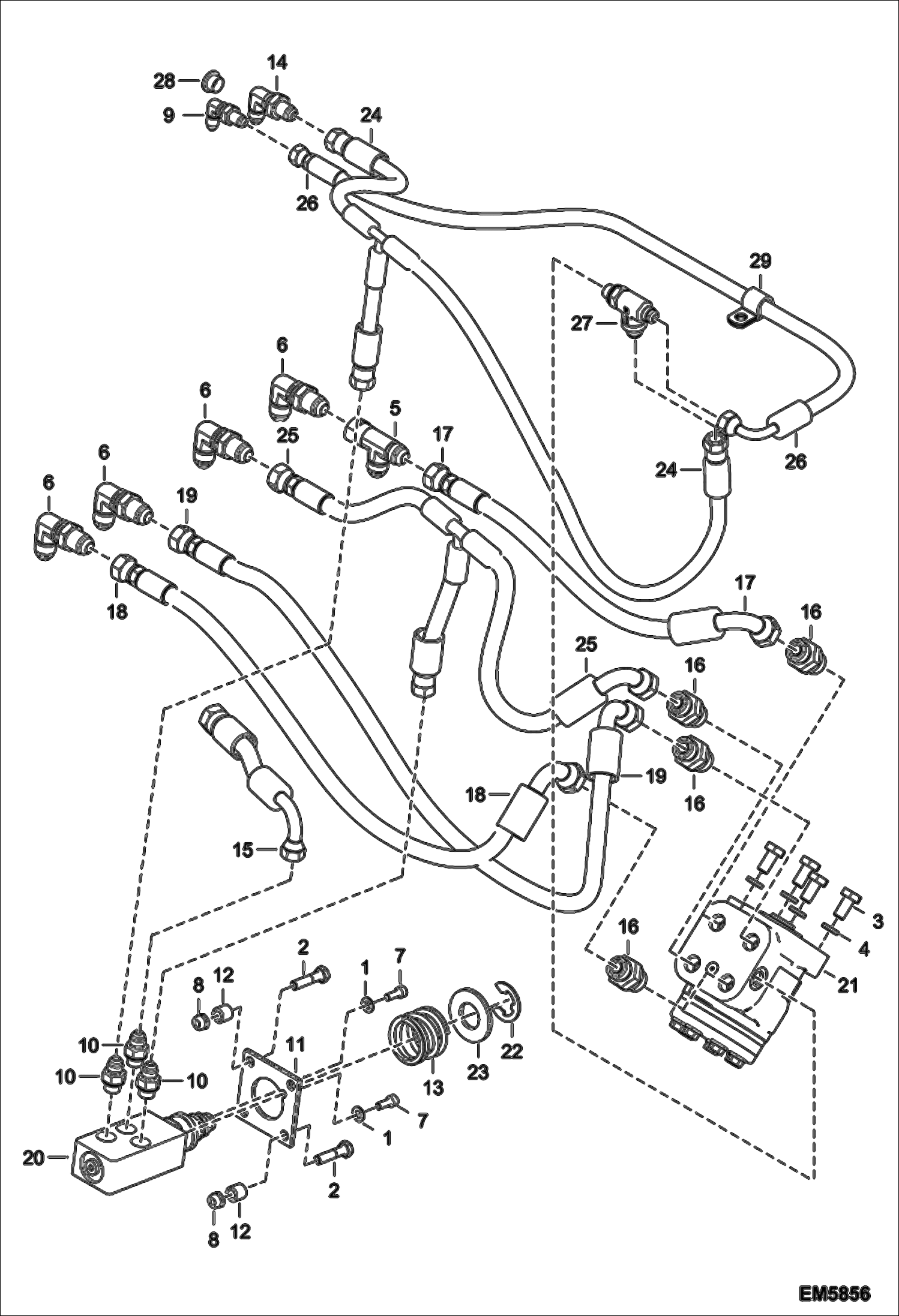 Схема запчастей Bobcat T2556 - CAB HYDRAULIC INSTALLATION (W/O Accumulator) HYDRAULIC SYSTEM