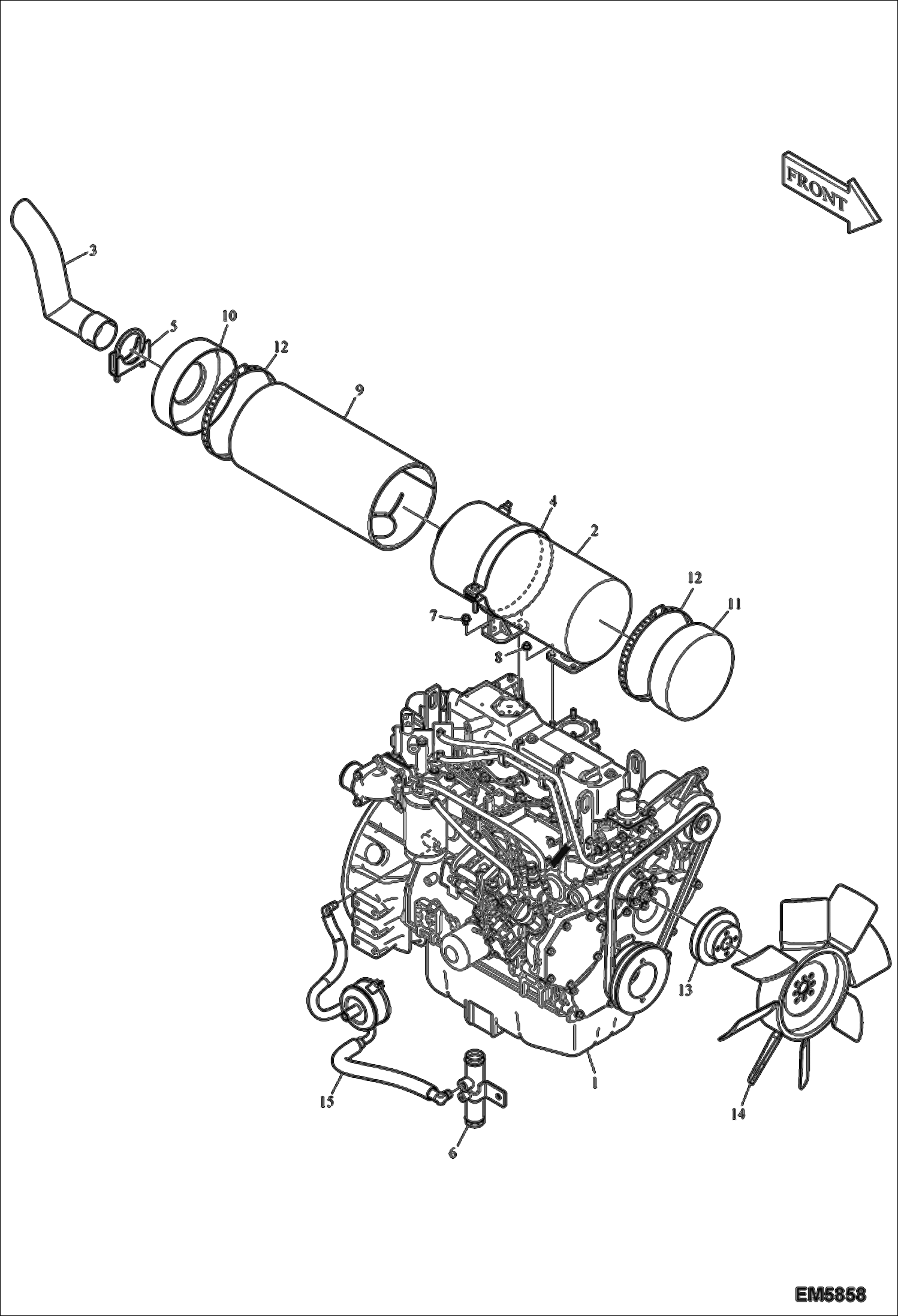 Схема запчастей Bobcat E60 - ENGINE & ATTACHING PARTS (Muffler Mounting) (US) POWER UNIT