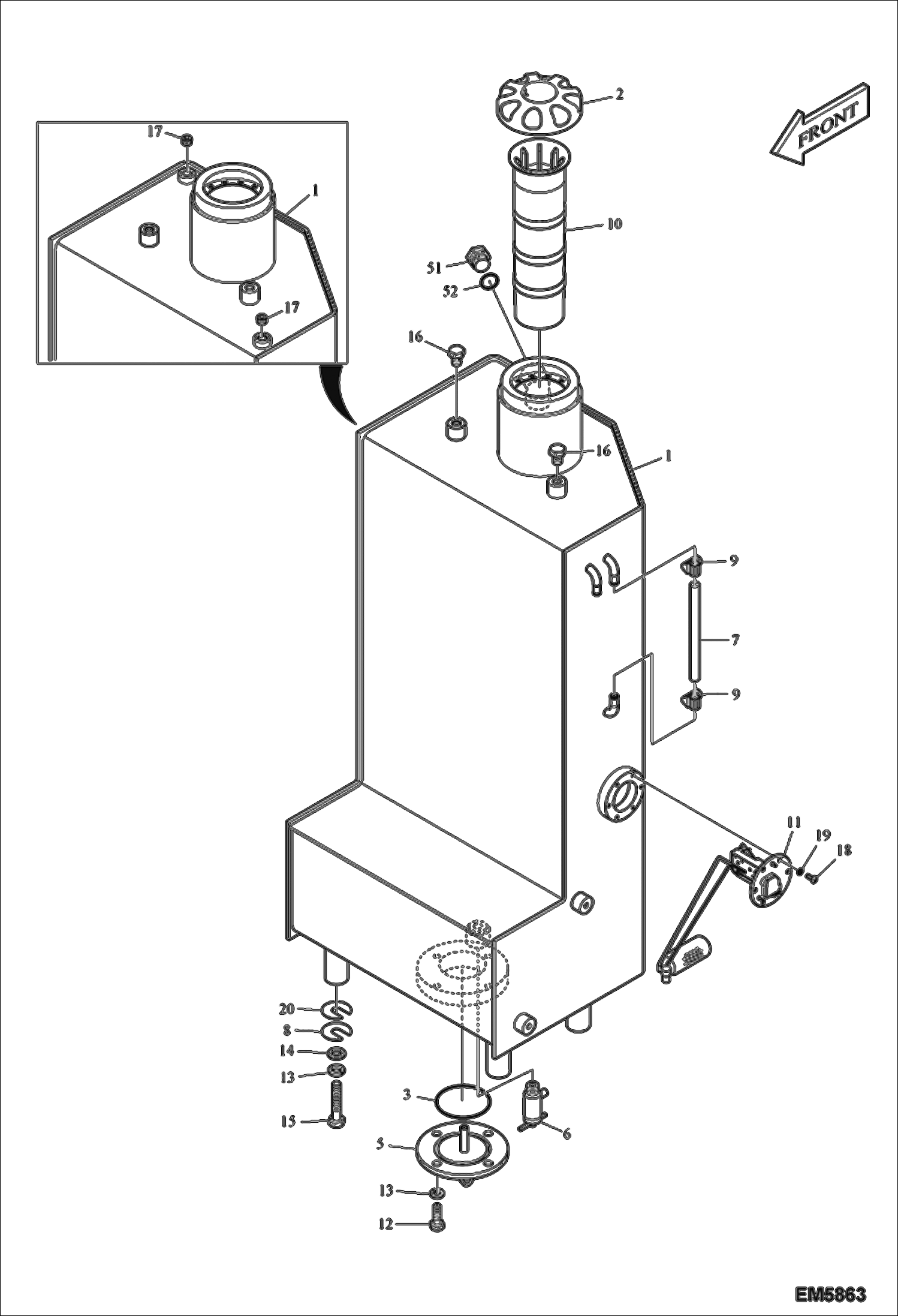 Схема запчастей Bobcat E60 - FUEL SYSTEM (Tank) POWER UNIT