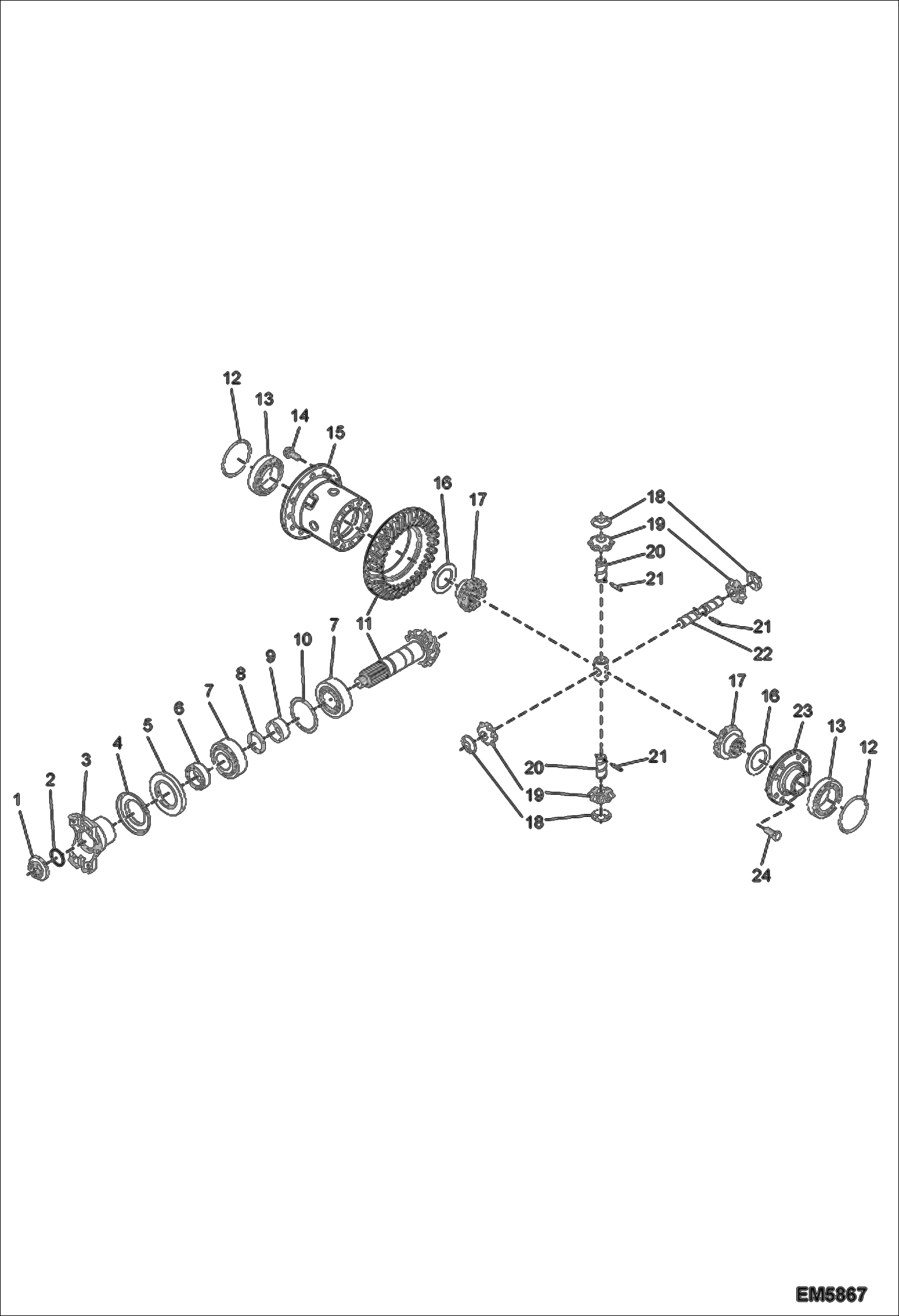 Схема запчастей Bobcat VR518 - DIFFERENTIAL - REAR AXLE (Serial Number Listed Is The Vendor Axle Serial Number) (S/N H-ITA-537600 & Below) DRIVE SYSTEM