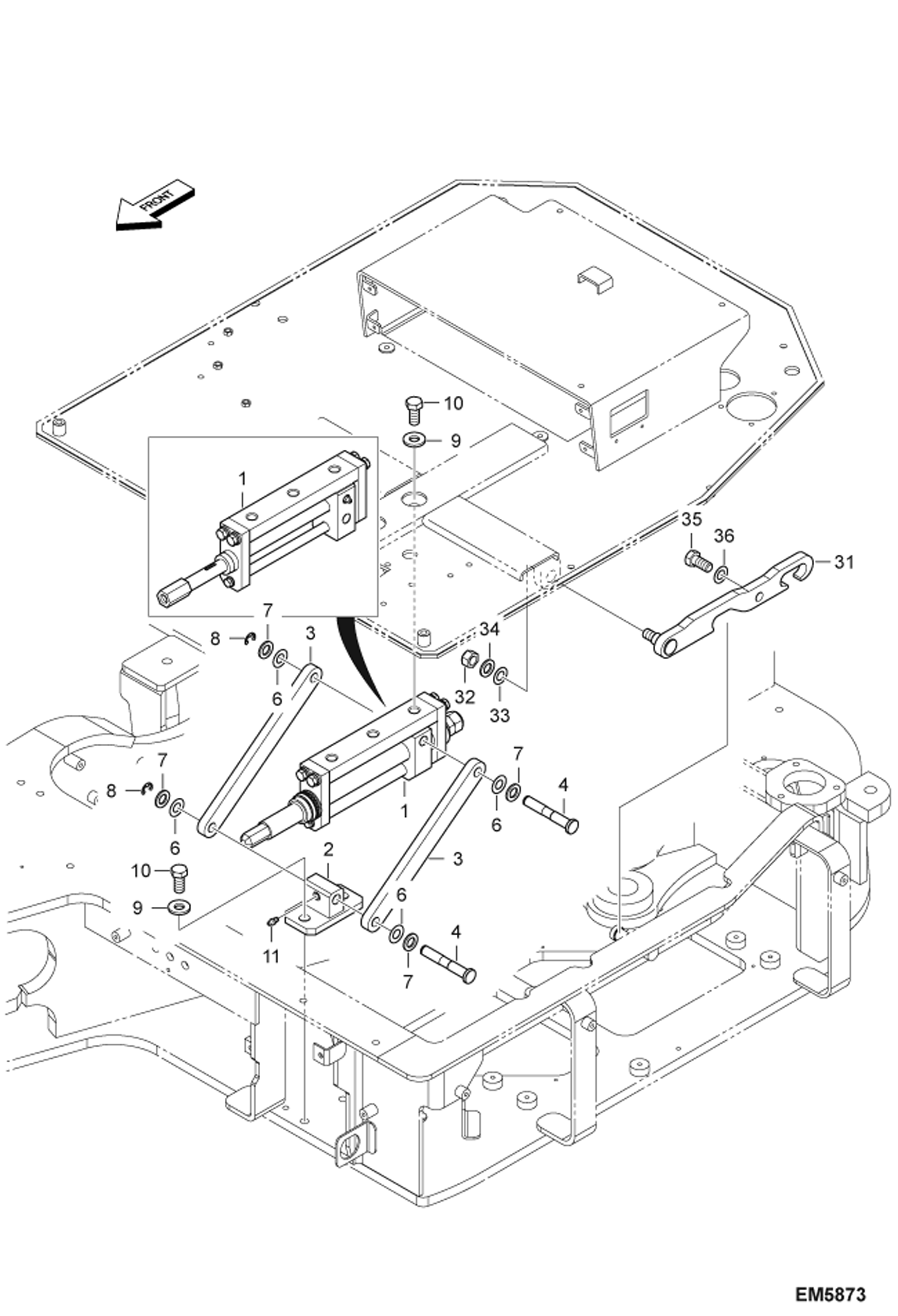 Схема запчастей Bobcat E60 - OPERATOR CAB (Tilting Support) MAIN FRAME