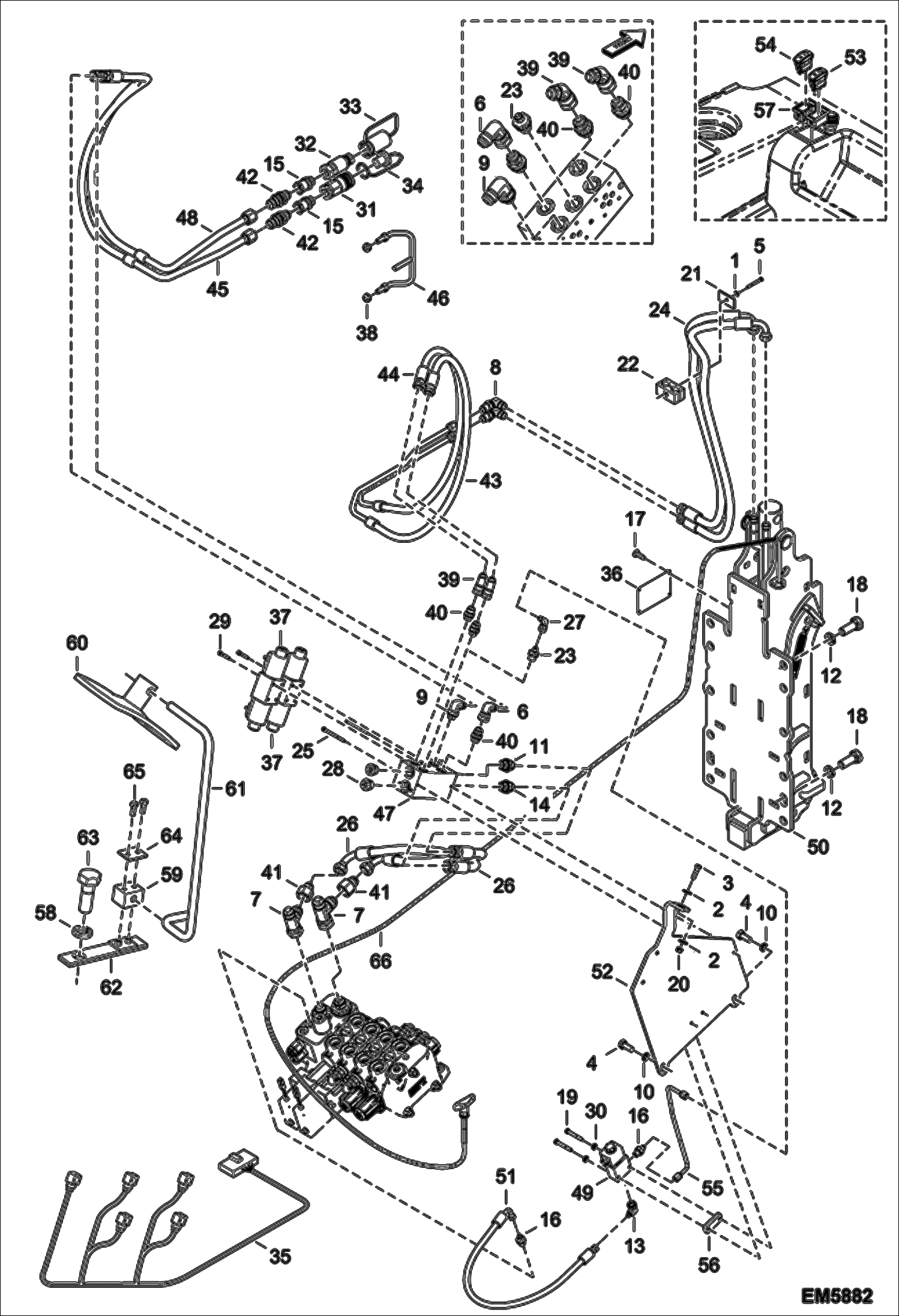 Схема запчастей Bobcat T2556 - REAR HYDRAULIC HOOK & AUXILIARY HYDRAULICS (S/N A8FR13004 - 14999, A8G313001 - 14999) ACCESSORIES & OPTIONS