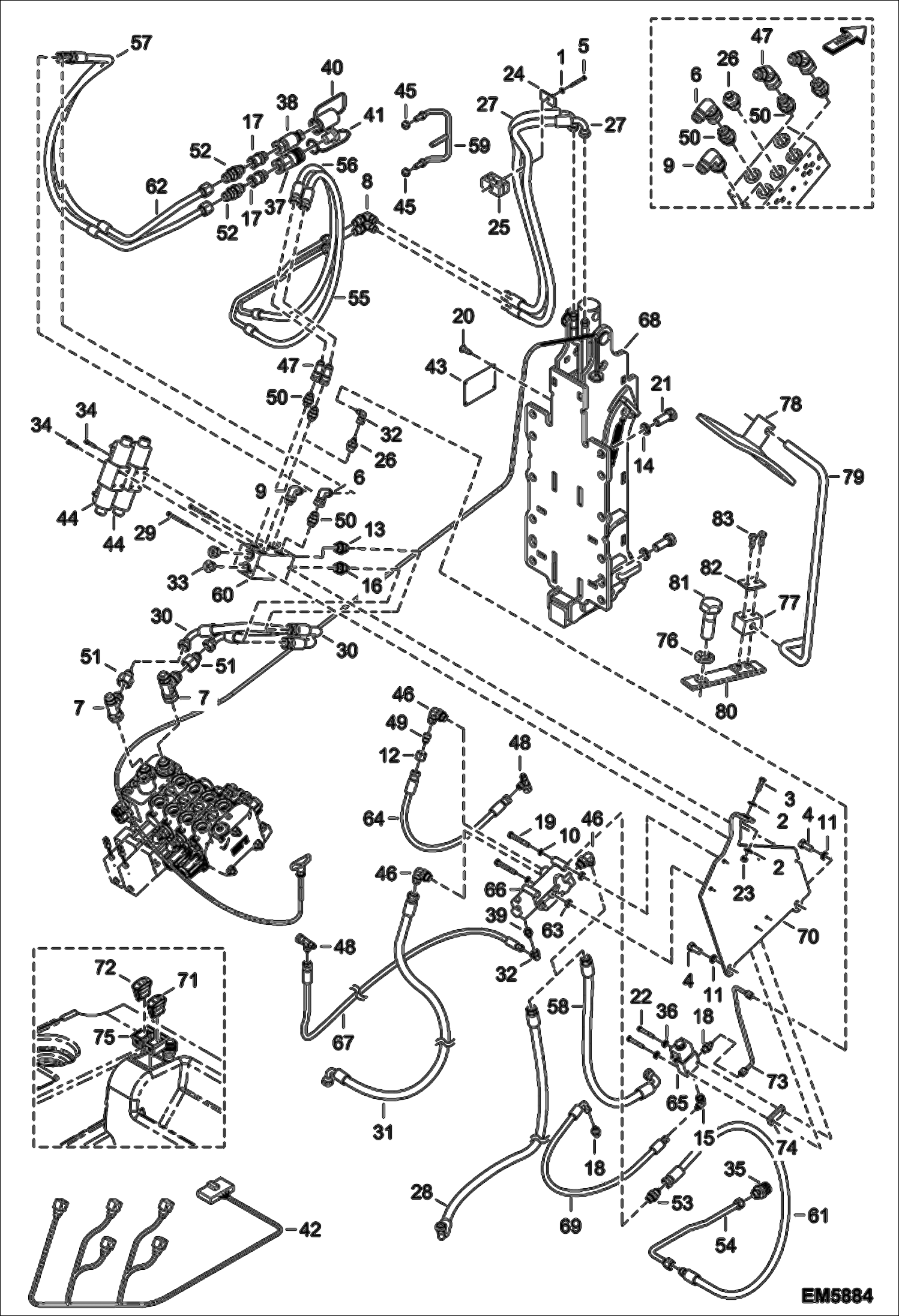 Схема запчастей Bobcat T2556 - REAR HYDRAULIC HOOK, AUXILIARY HYDRAULICS & TRAILE (S/N A8FR13004 - 14999, A8G313001 - 14999) ACCESSORIES & OPTIONS