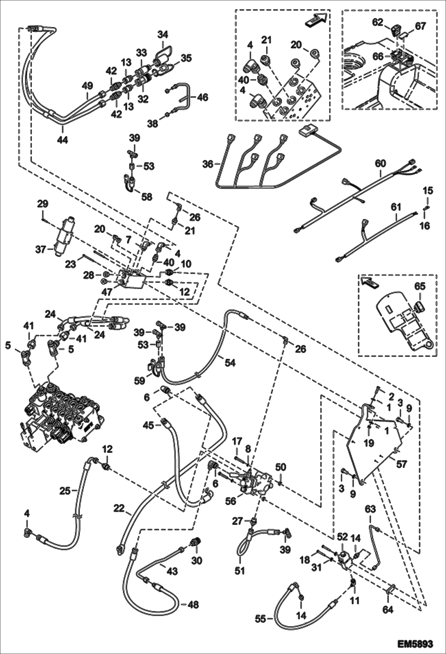 Схема запчастей Bobcat T2556 - REAR AUXILIARY HYDRAULICS & TRAILER BRAKE (Italy Version) (S/N A8FR13004 - 14999, A8G313001 - 14999) ACCESSORIES & OPTIONS