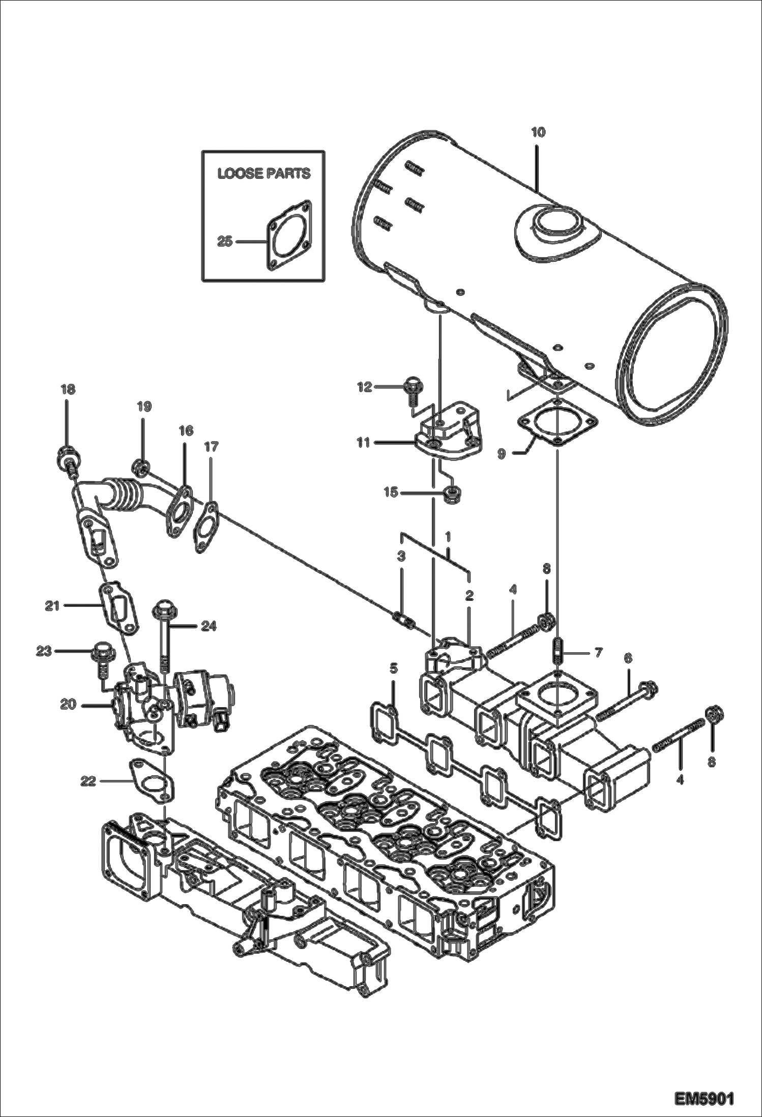 Схема запчастей Bobcat E60 - MANIFOLD (Exhaust) POWER UNIT