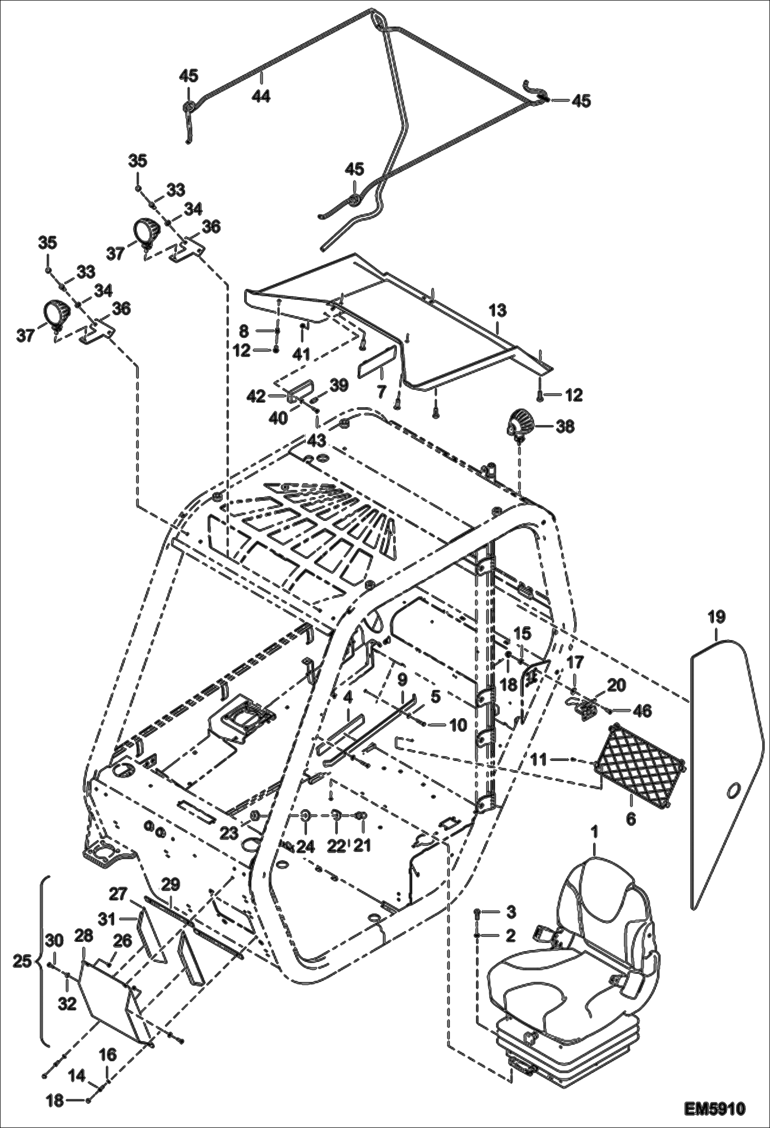 Схема запчастей Bobcat T2566 - OPERATOR CAB II (S/N A8FR13000 & Above, A8G313000 & Above) MAIN FRAME