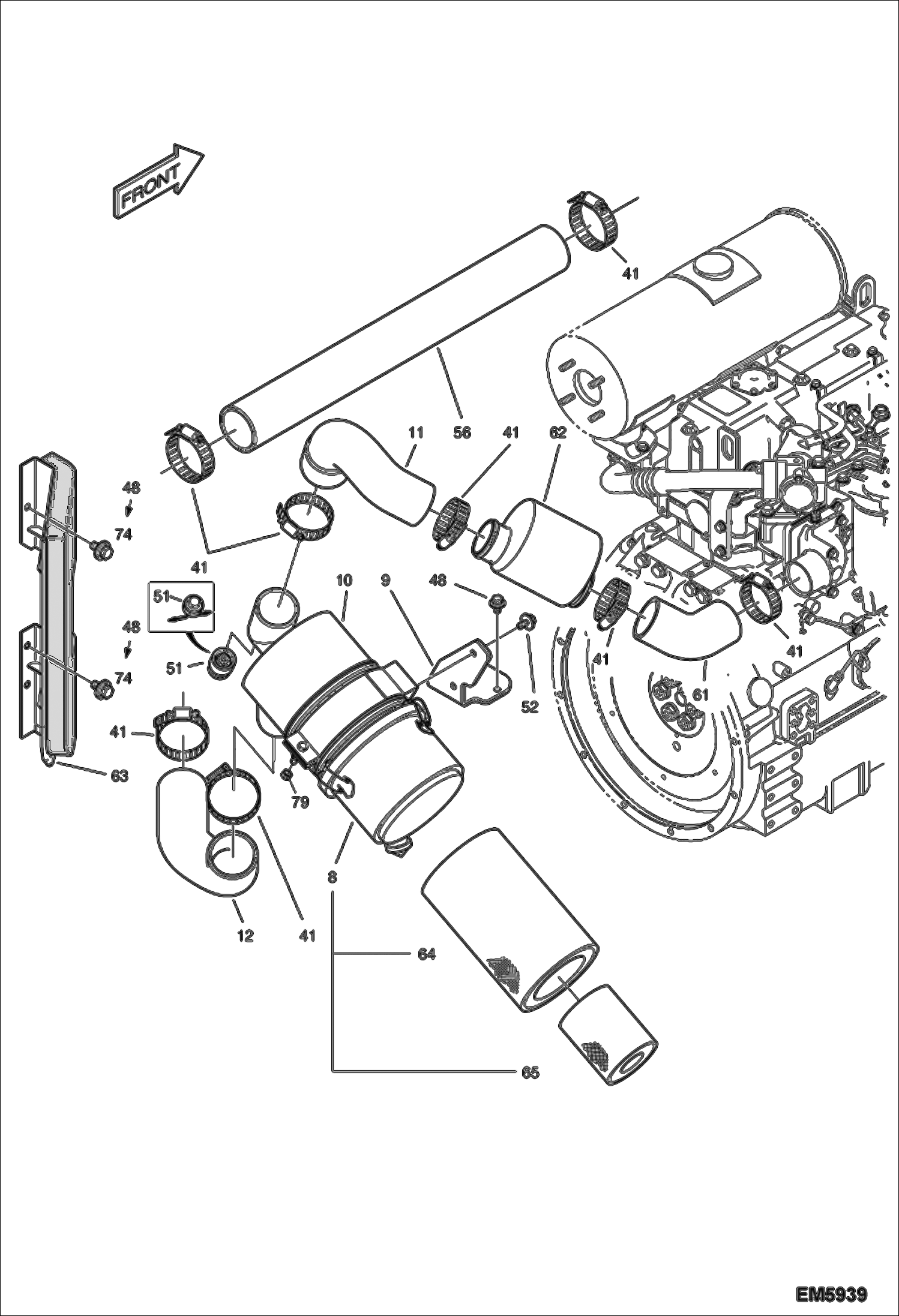 Схема запчастей Bobcat E80 - ENGINE & ATTACHING PARTS (Air Cleaner) POWER UNIT