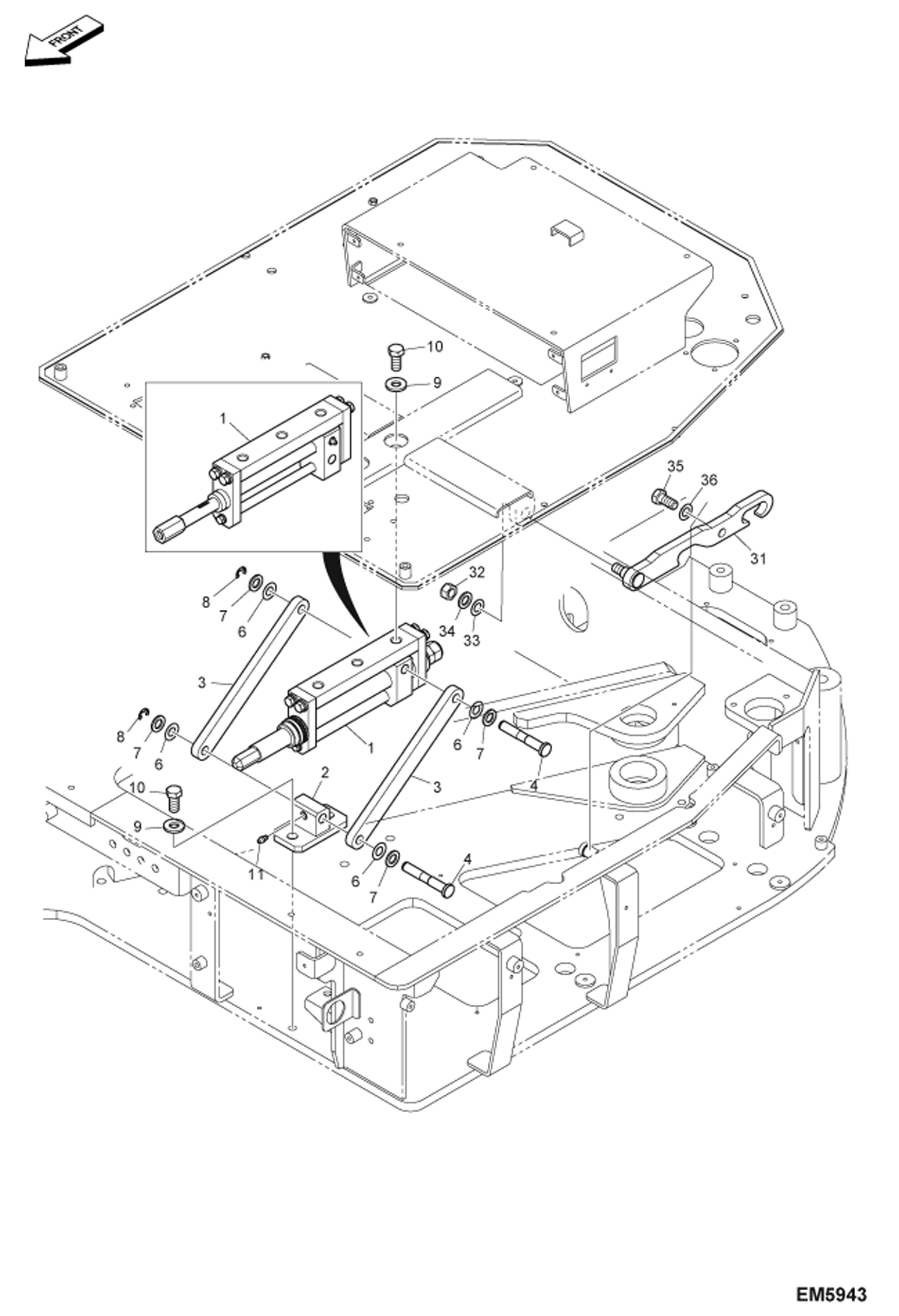 Схема запчастей Bobcat E80 - OPERATOR CAB (Tilting Support) MAIN FRAME