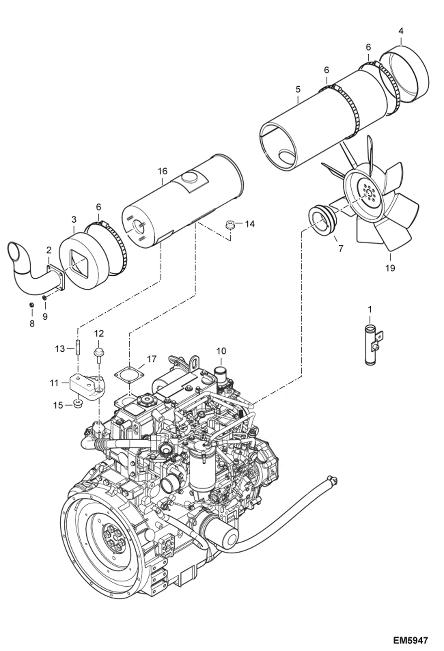 Схема запчастей Bobcat E80 - ENGINE & ATTACHING PARTS (Muffler Mounting) (EMEA) POWER UNIT