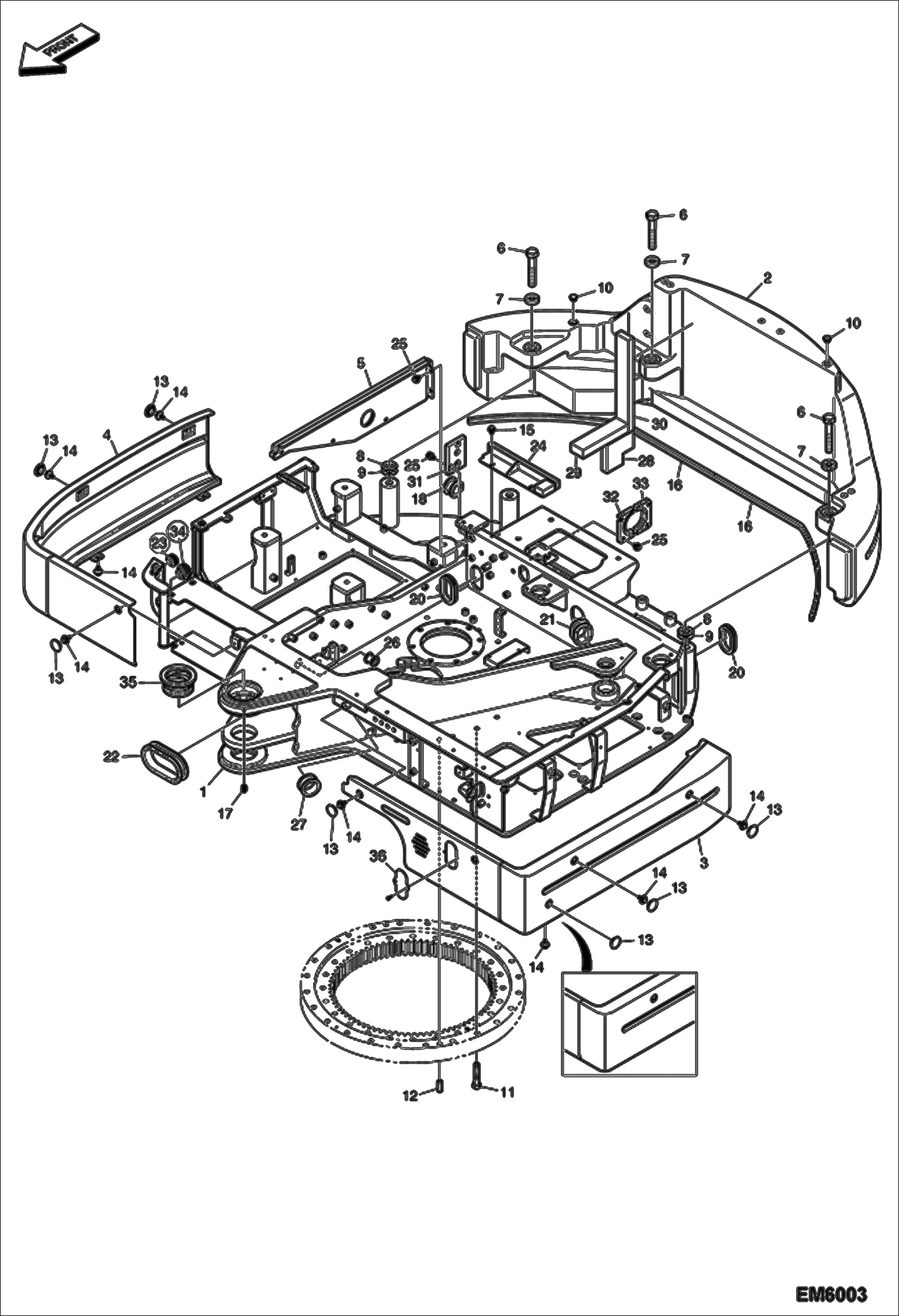 Схема запчастей Bobcat E80 - UPPERSTRUCTURE MAIN FRAME