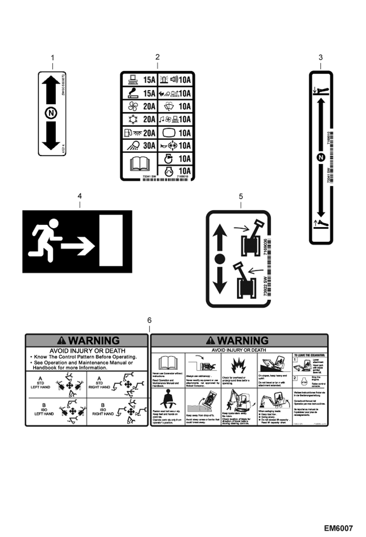 Схема запчастей Bobcat E80 - DECALS (Inside) (US) ACCESSORIES & OPTIONS