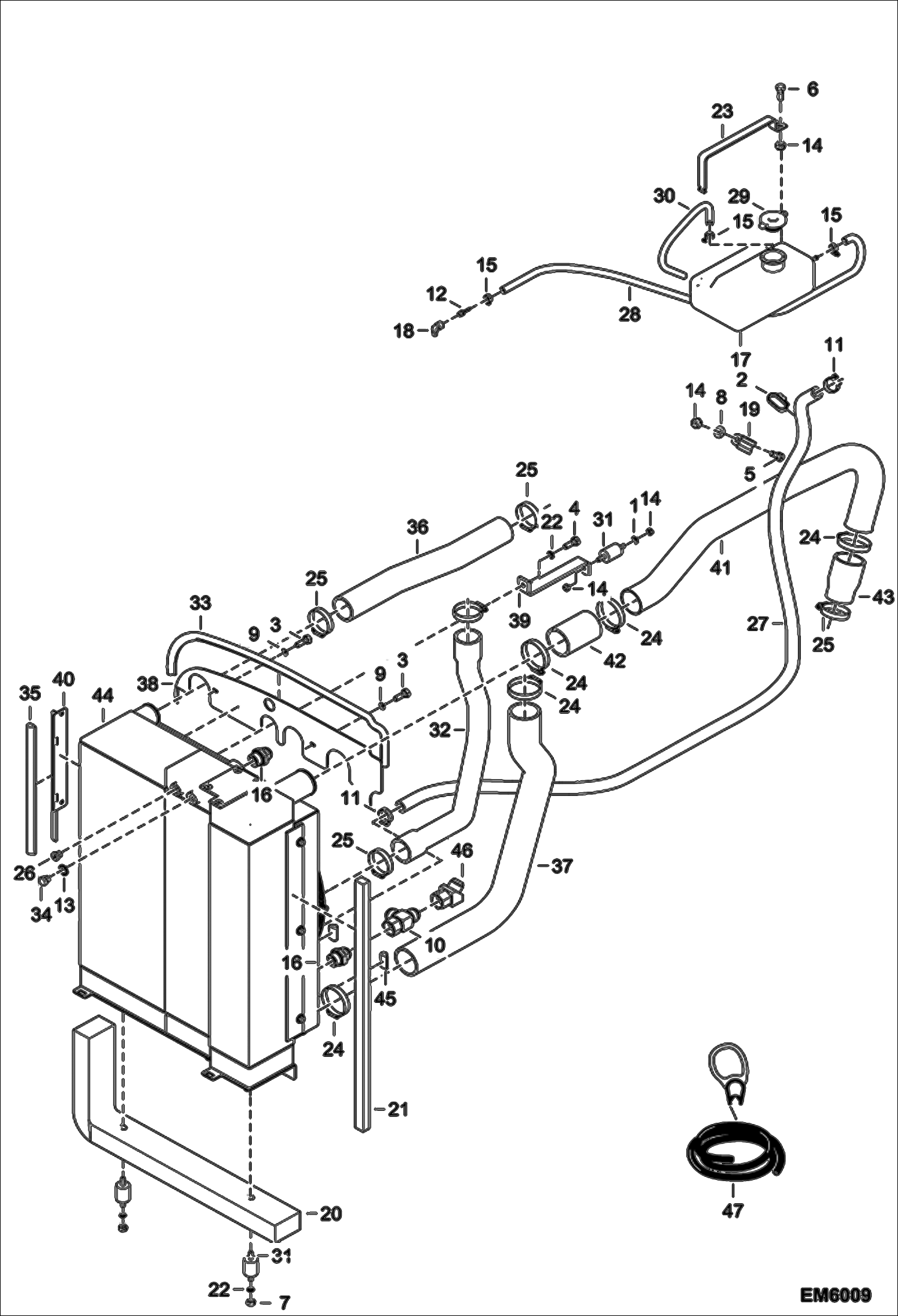 Схема запчастей Bobcat T35120L - COOLING SYSTEM INSTALLATION (S/N A8GS12112 - 15061) POWER UNIT