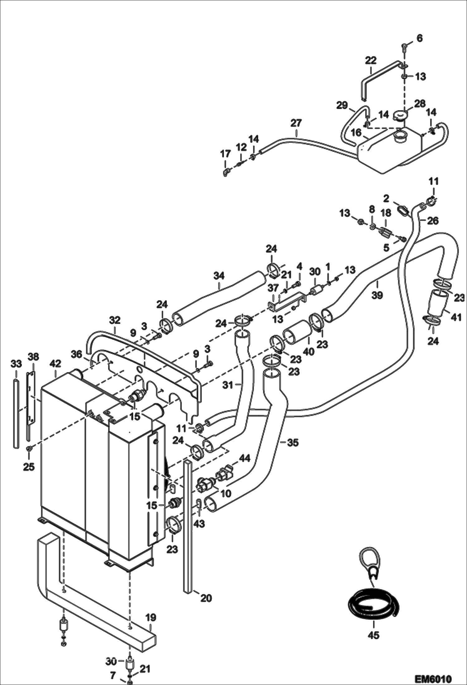 Схема запчастей Bobcat T40140 - COOLING SYSTEM INSTALLATION (S/N A8GA12026 - 15172, S/N A8GB12469 - 15443) POWER UNIT