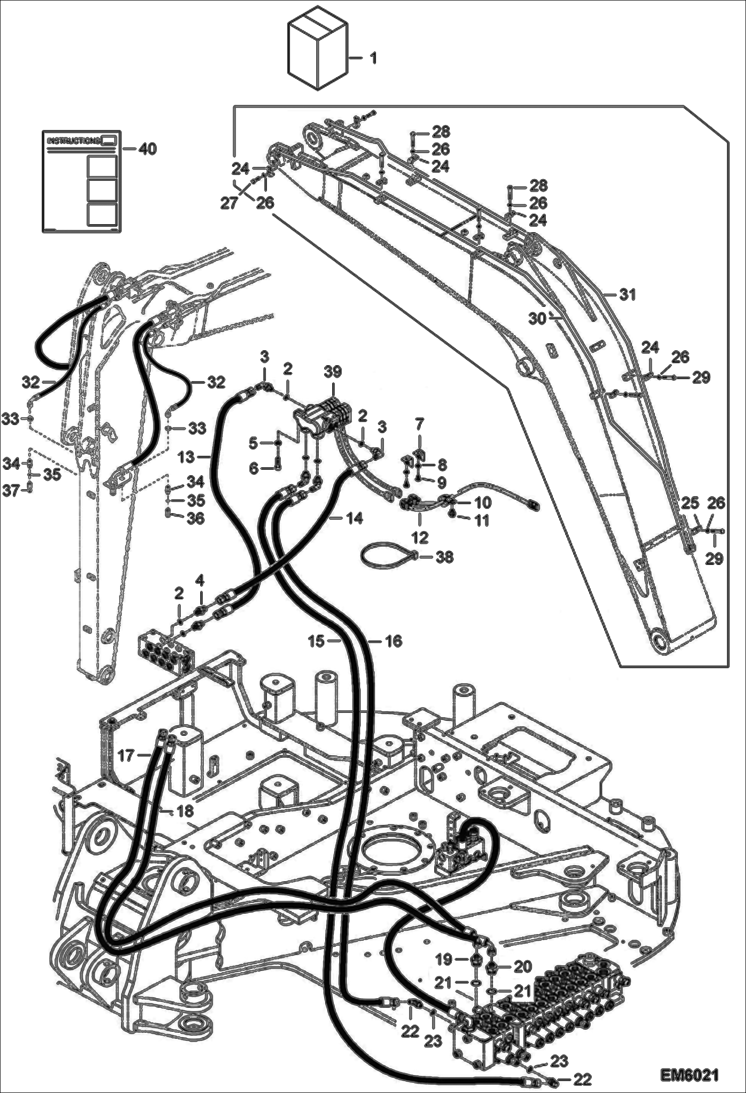 Схема запчастей Bobcat E80 - 2ND AUXILIARY HYDRAULICS KIT (Long Arm) (US) ACCESSORIES & OPTIONS