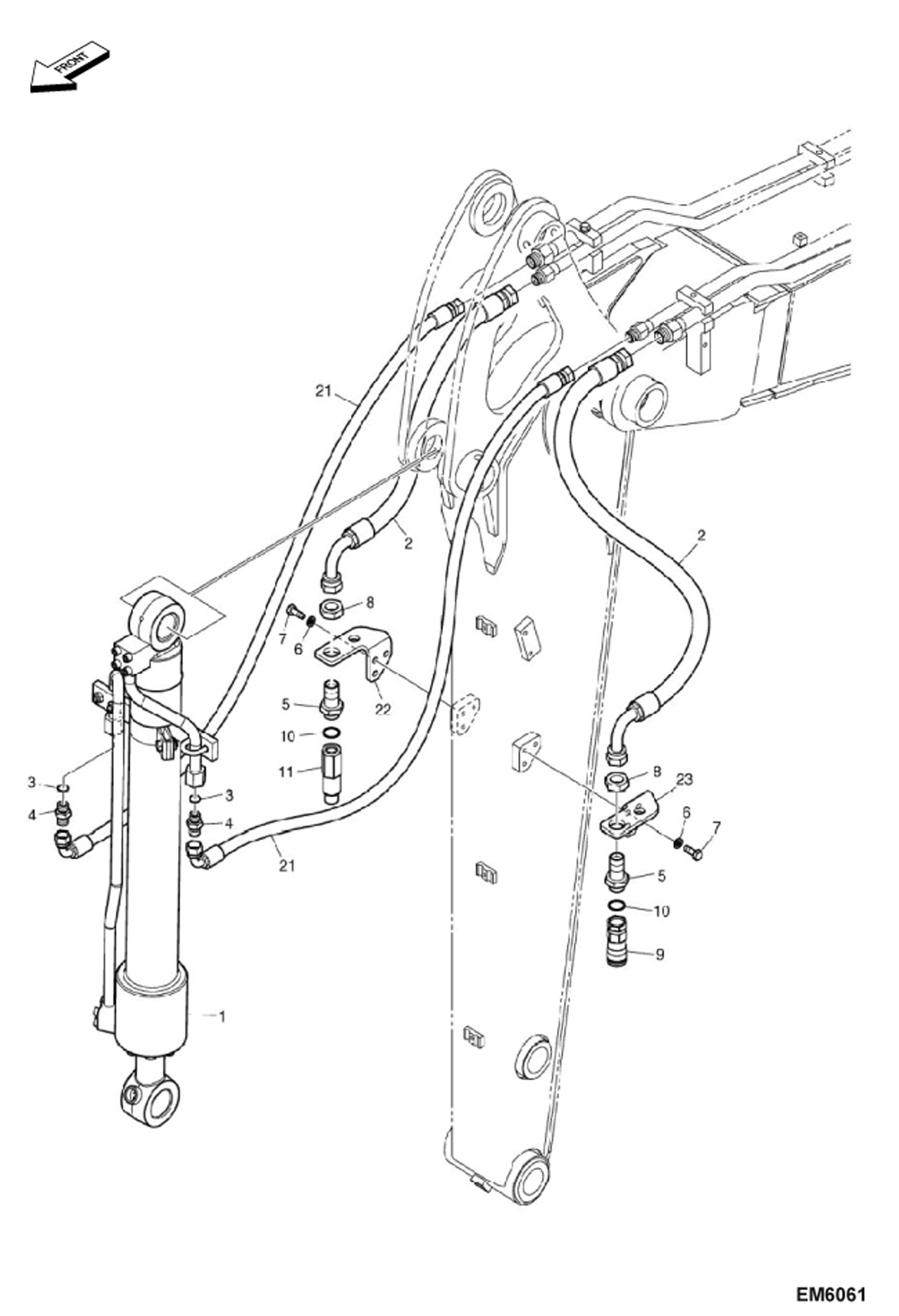 Схема запчастей Bobcat E80 - HYDRAULIC CIRCUITRY (Arm 1.7 m) HYDRAULIC SYSTEM