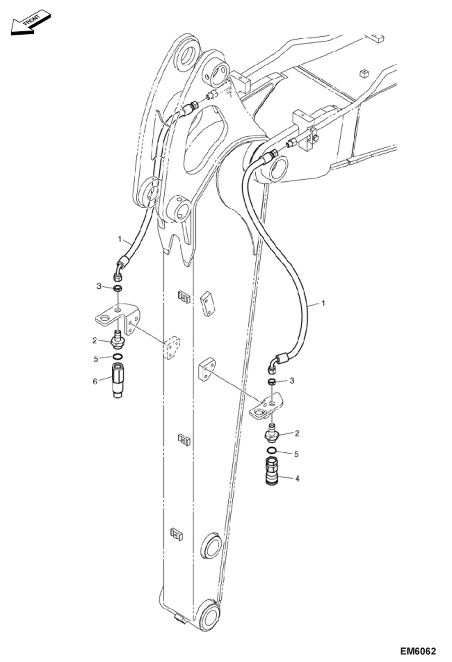 Схема запчастей Bobcat E80 - HYDRAULIC CIRCUITRY (Arm 1.7 m) (2nd Auxiliary/Rotation) HYDRAULIC SYSTEM