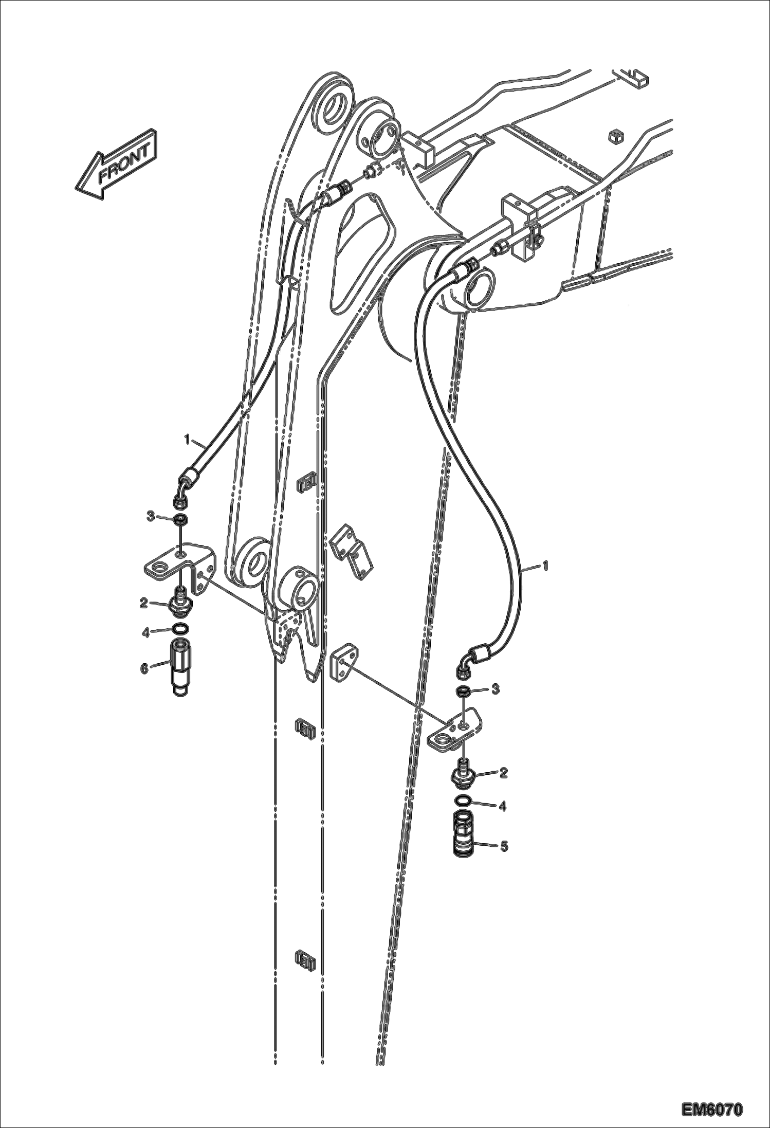 Схема запчастей Bobcat E80 - HYDRAULIC CIRCUITRY (Arm 2.25 m) (2nd Auxiliary/Rotation) HYDRAULIC SYSTEM