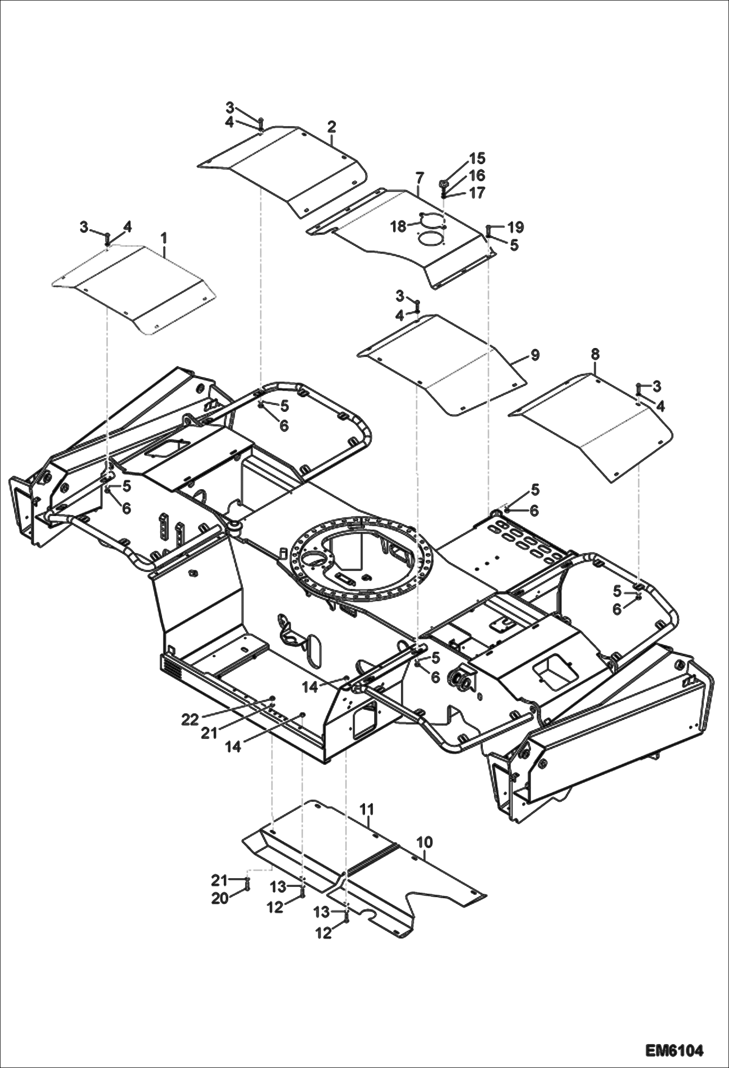 Схема запчастей Bobcat TR45190 - COWLING & HOUSING (Standard Frame) UNDERCARRIAGE