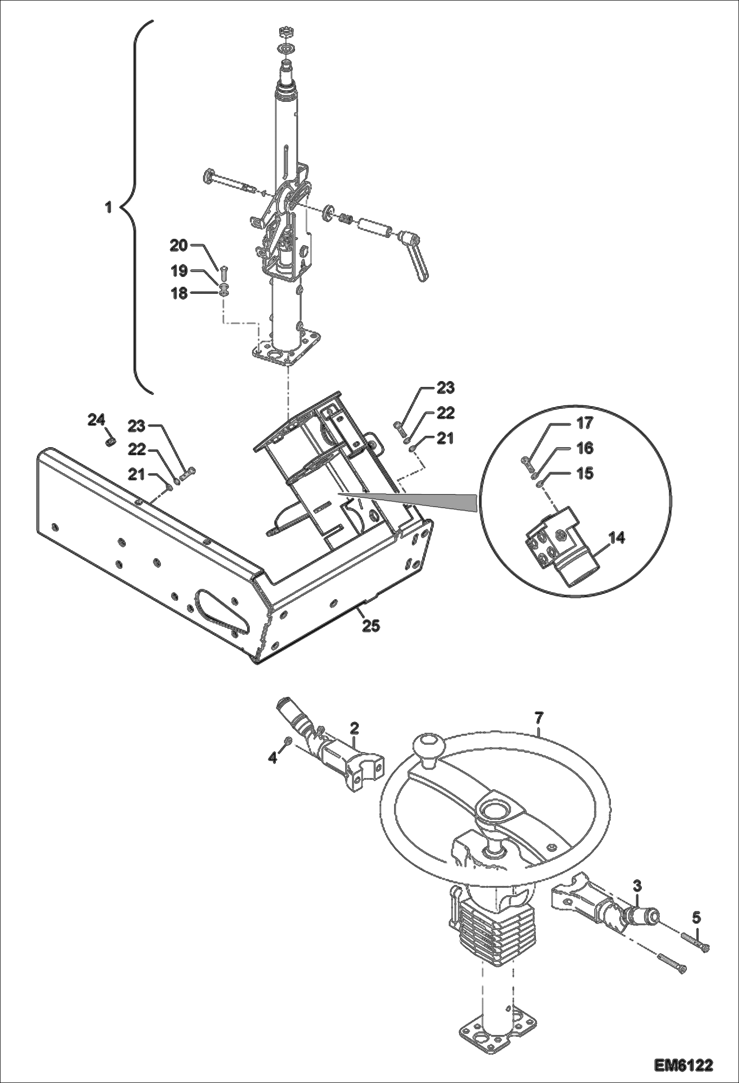 Схема запчастей Bobcat TR40250 - ADJUSTABLE STEERING SYSTEM MAIN FRAME