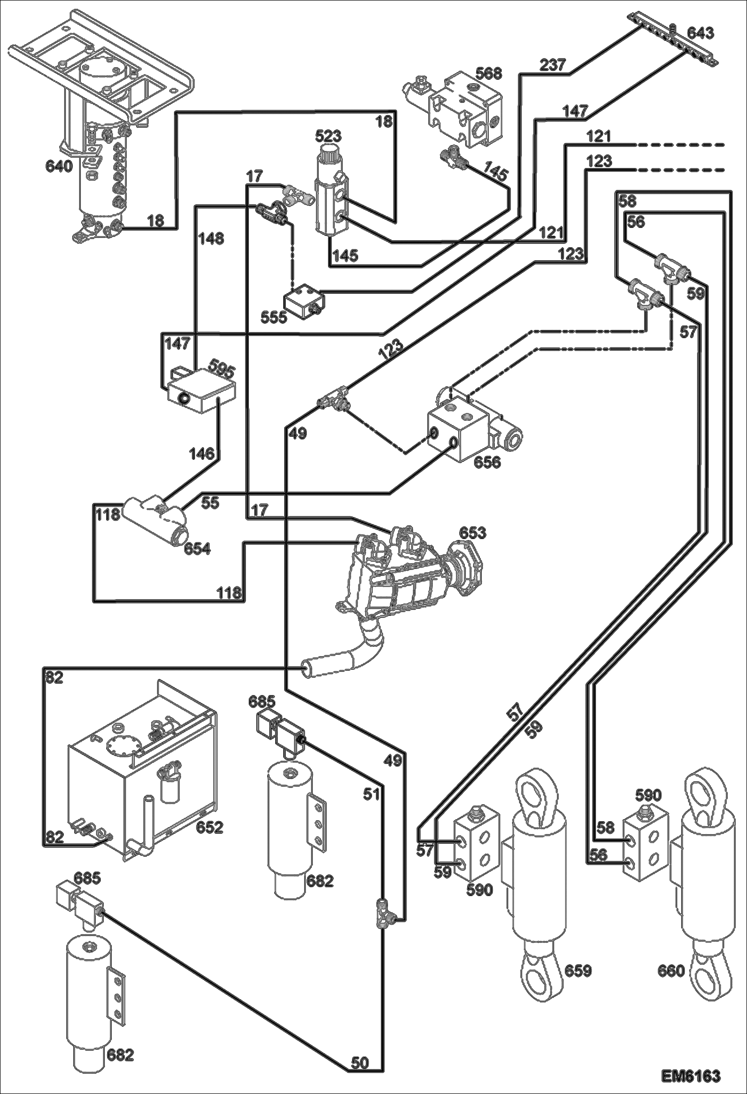 Схема запчастей Bobcat TR50210 - HYDRAULIC CIRCUITRY (Levelling & Swing) HYDRAULIC SYSTEM